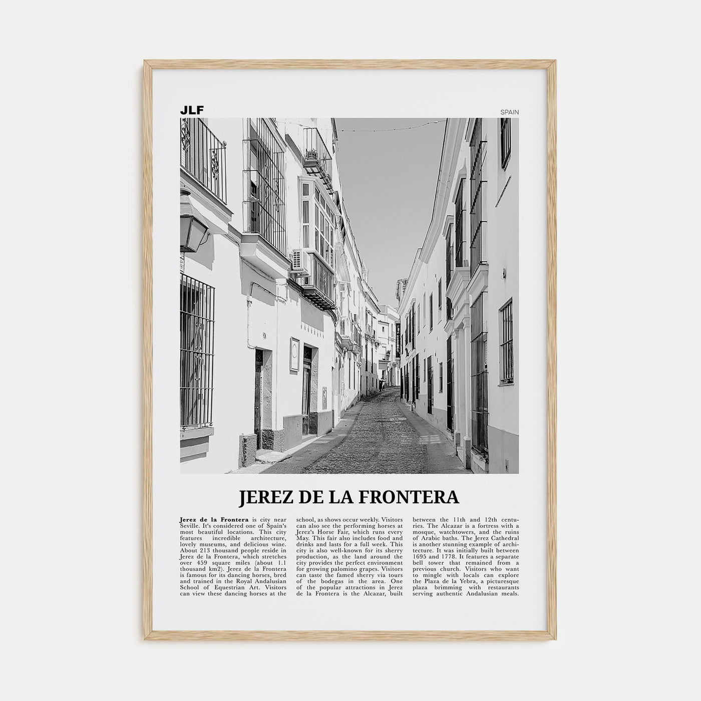 Jerez de la Frontera Travel B&W Poster