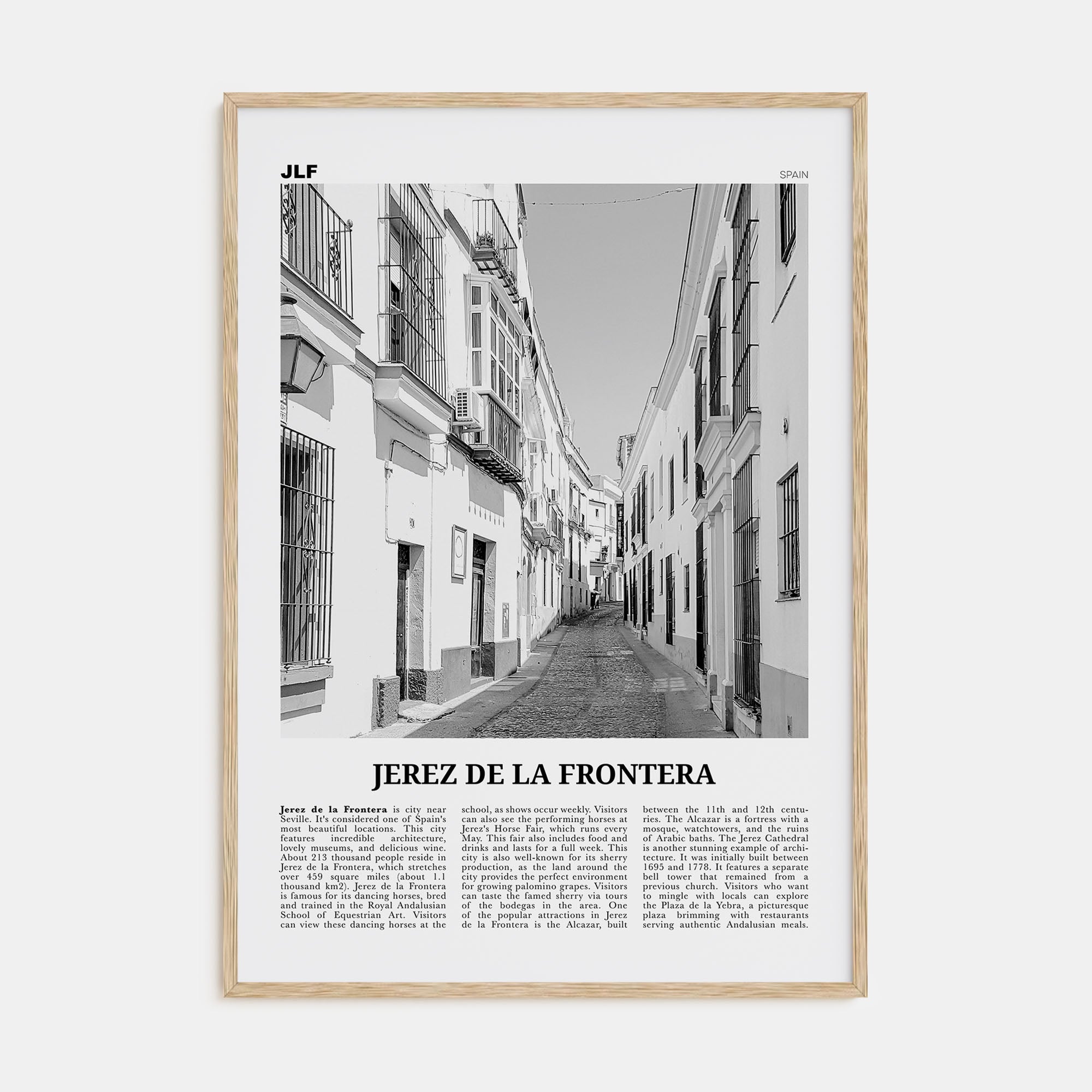 Jerez de la Frontera Travel B&W Poster