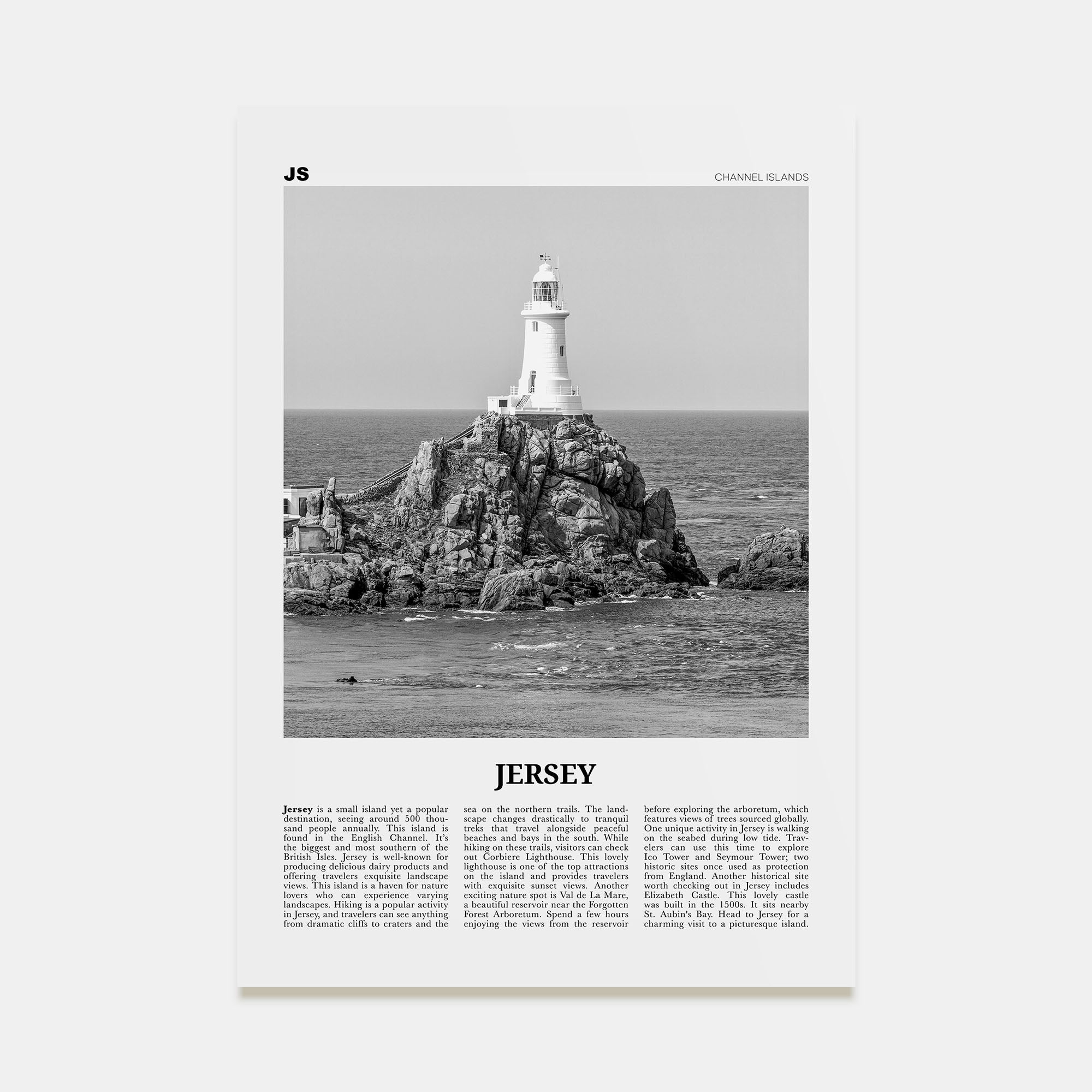Jersey, Channel Islands Travel B&W No 1 Poster