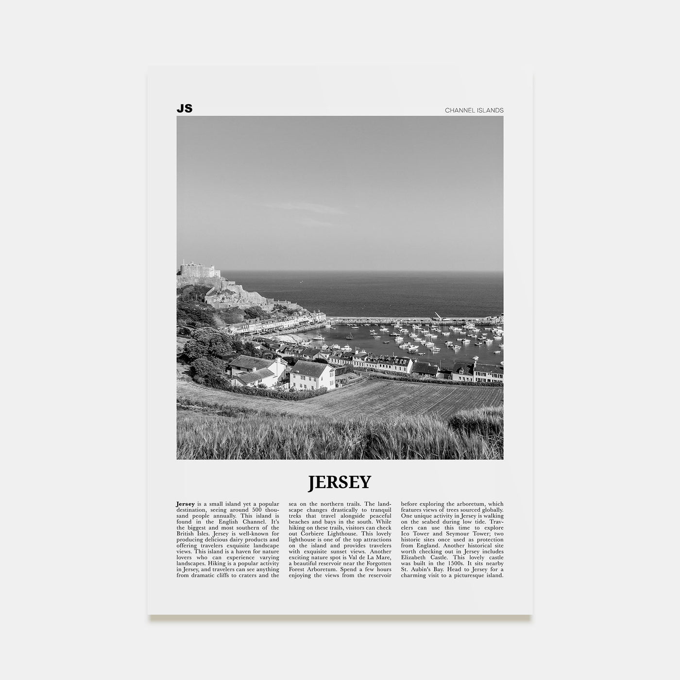 Jersey, Channel Islands Travel B&W No 2 Poster