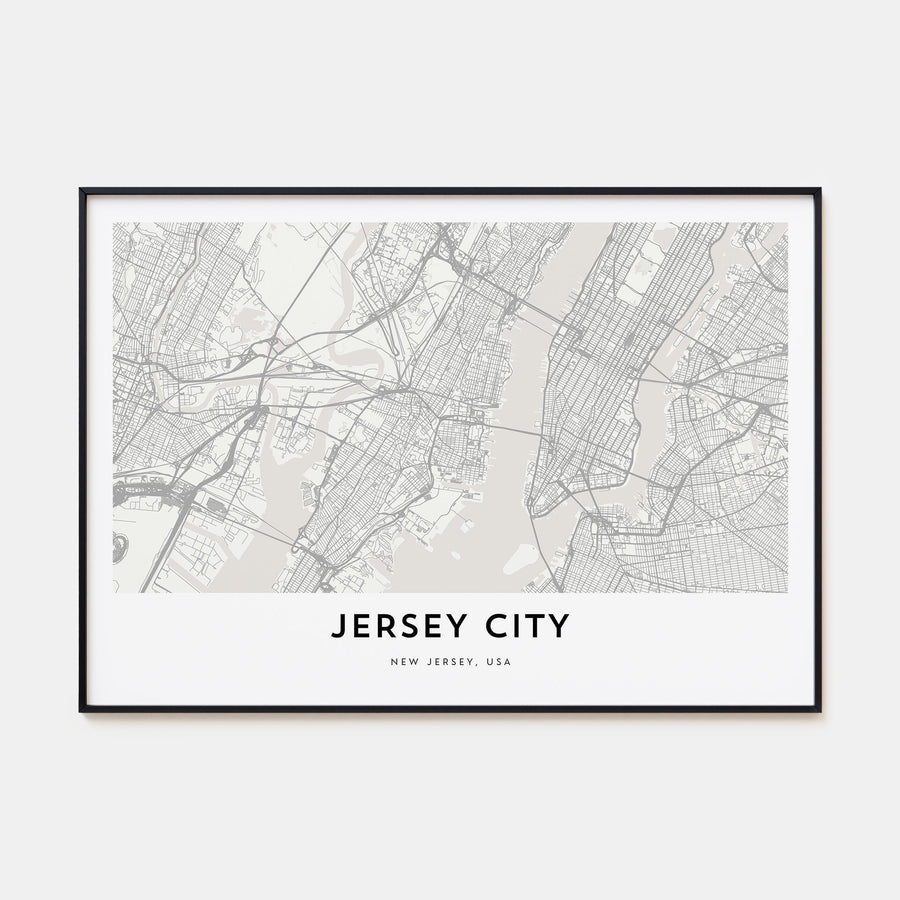 Jersey City Map Landscape Poster