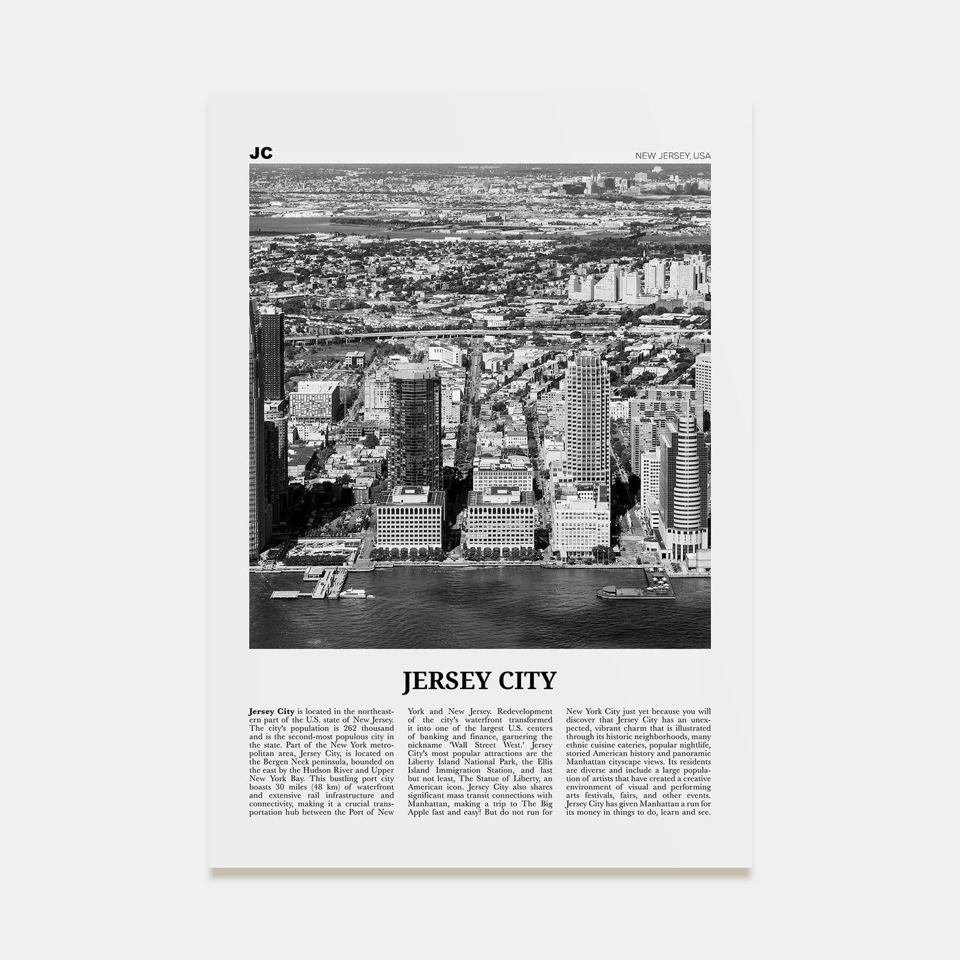 Jersey City Travel B&W No 1 Poster