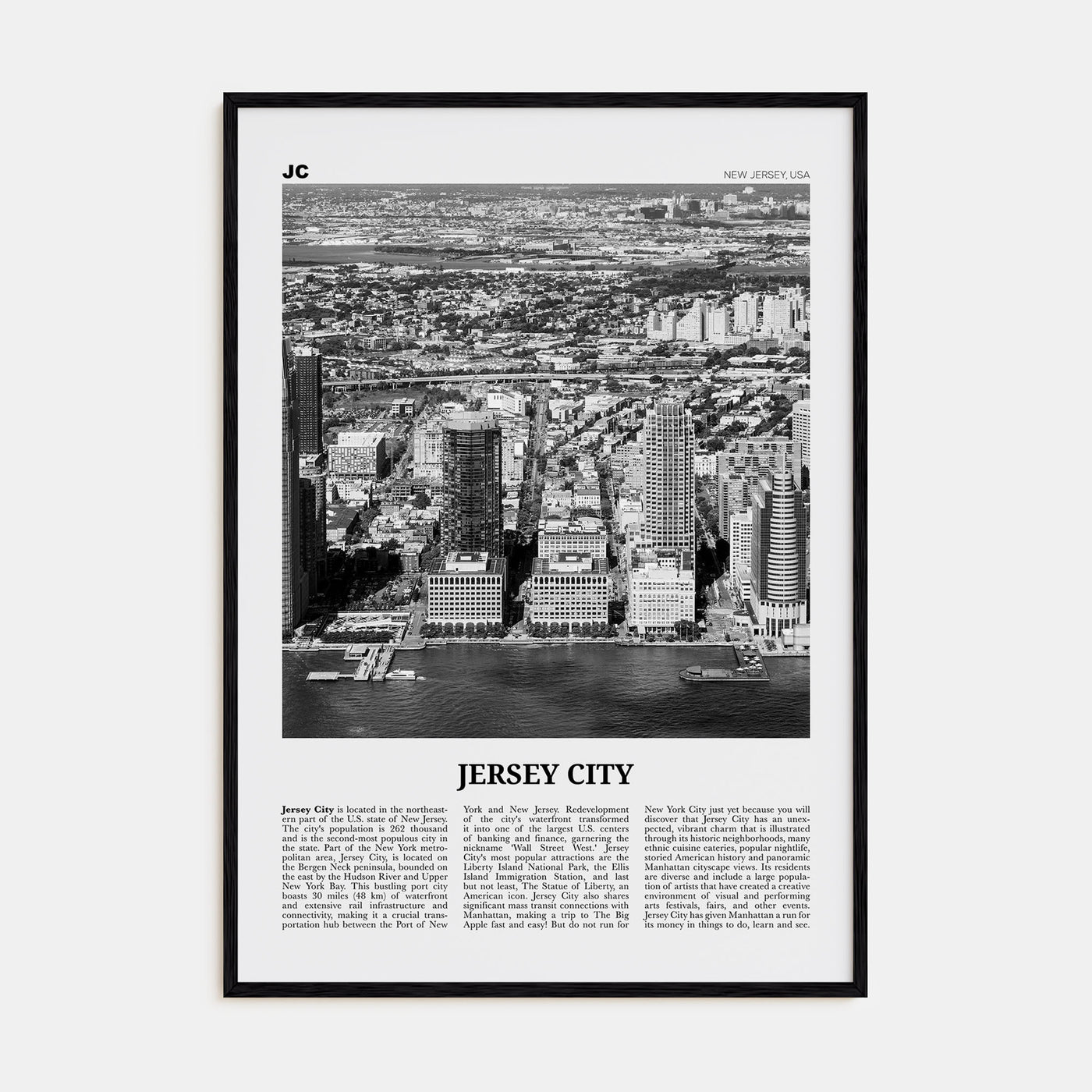 Jersey City Travel B&W No 1 Poster