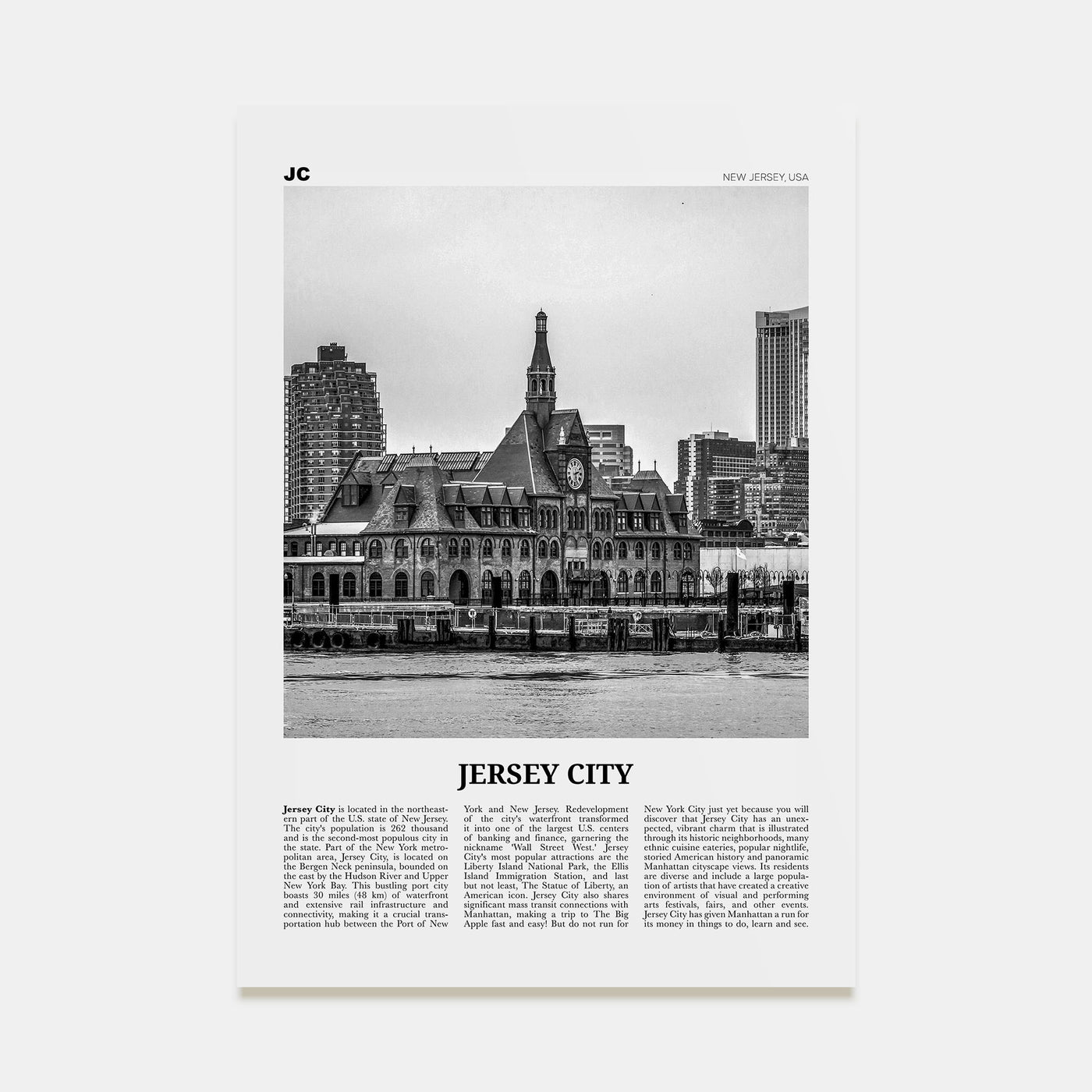 Jersey City Travel B&W No 2 Poster