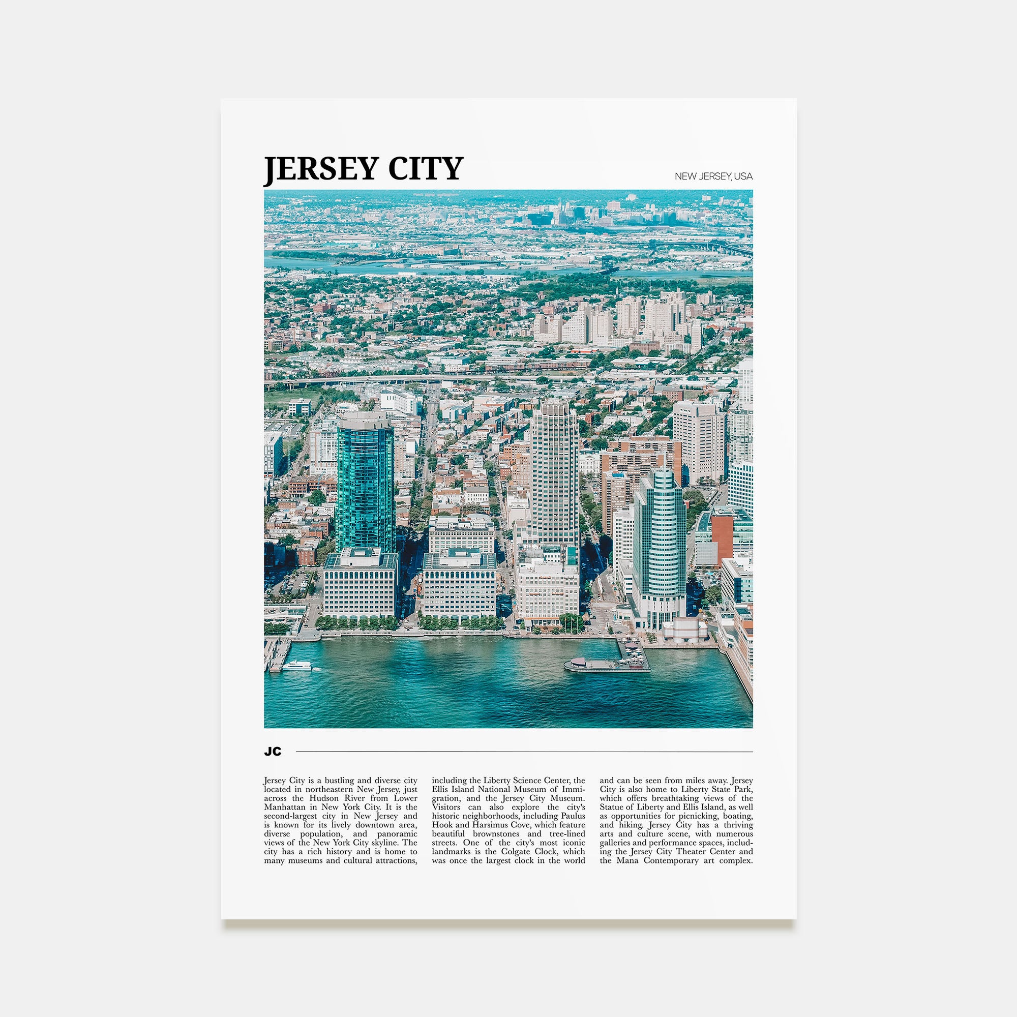 Jersey City Travel Color Poster