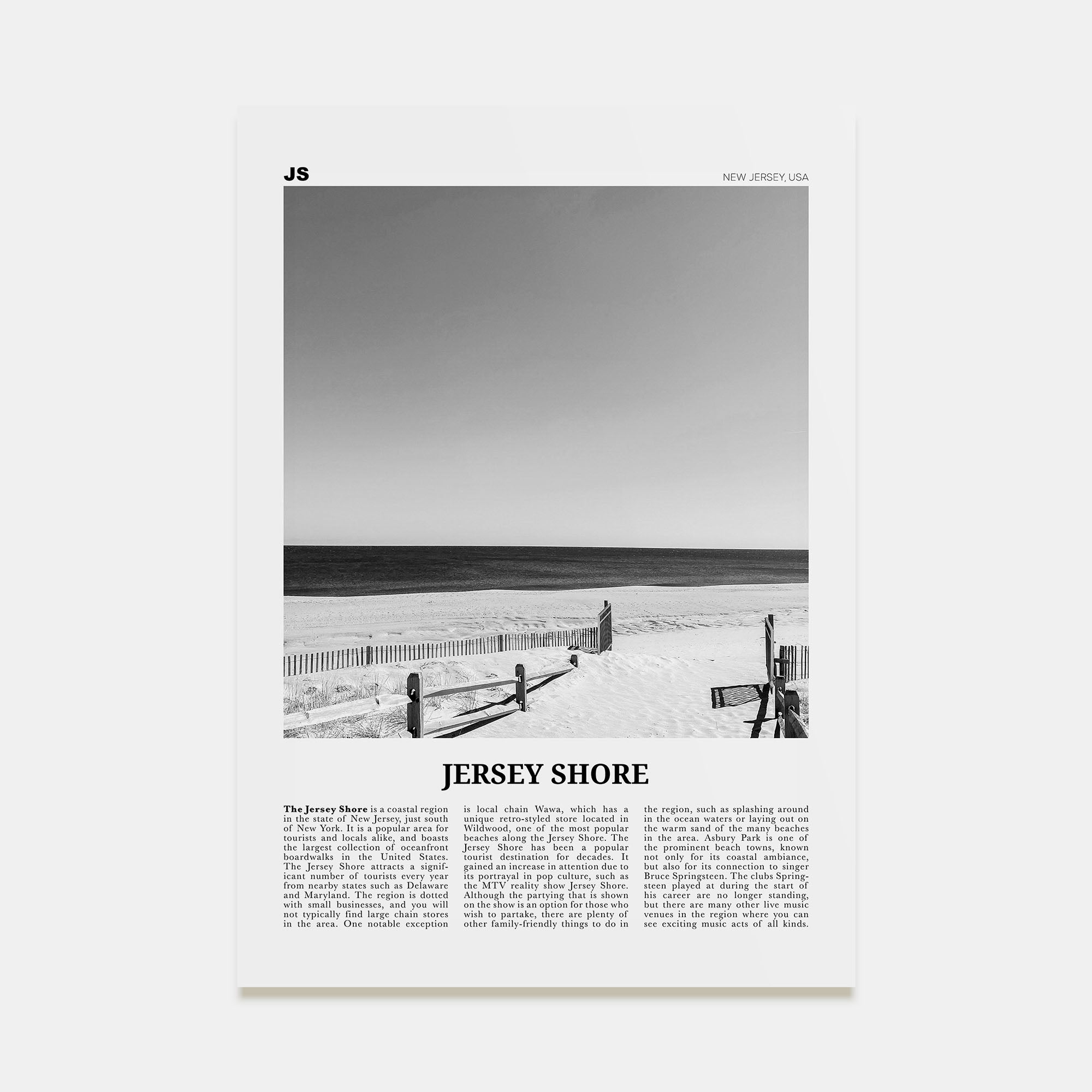 Jersey Shore Travel B&W No 1 Poster