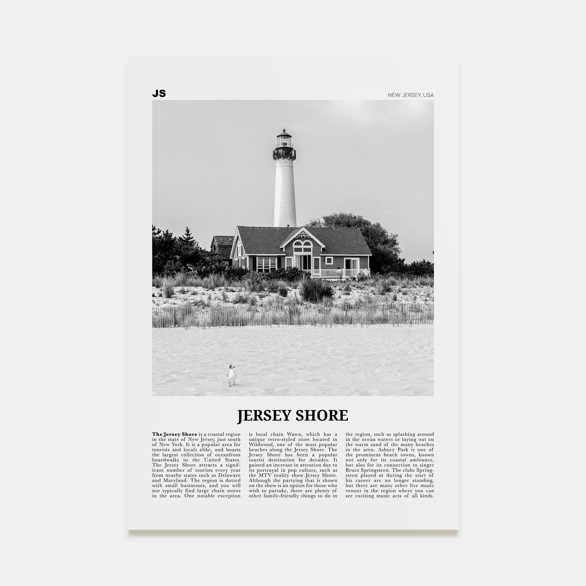 Jersey Shore Travel B&W No 2 Poster