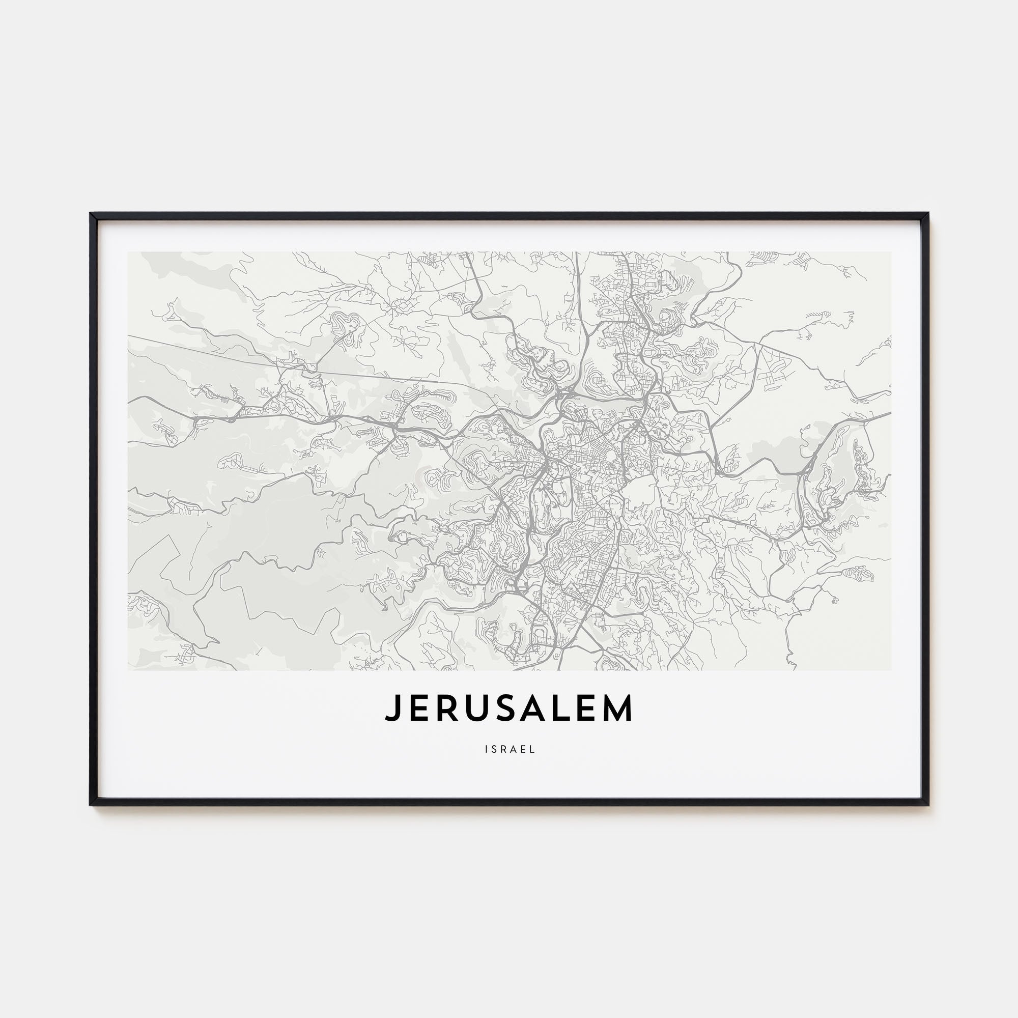 Jerusalem Map Landscape Poster
