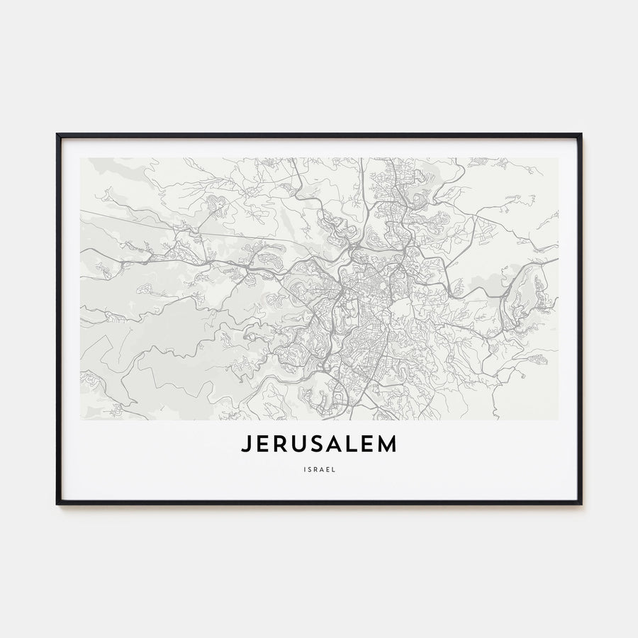 Jerusalem Map Landscape Poster