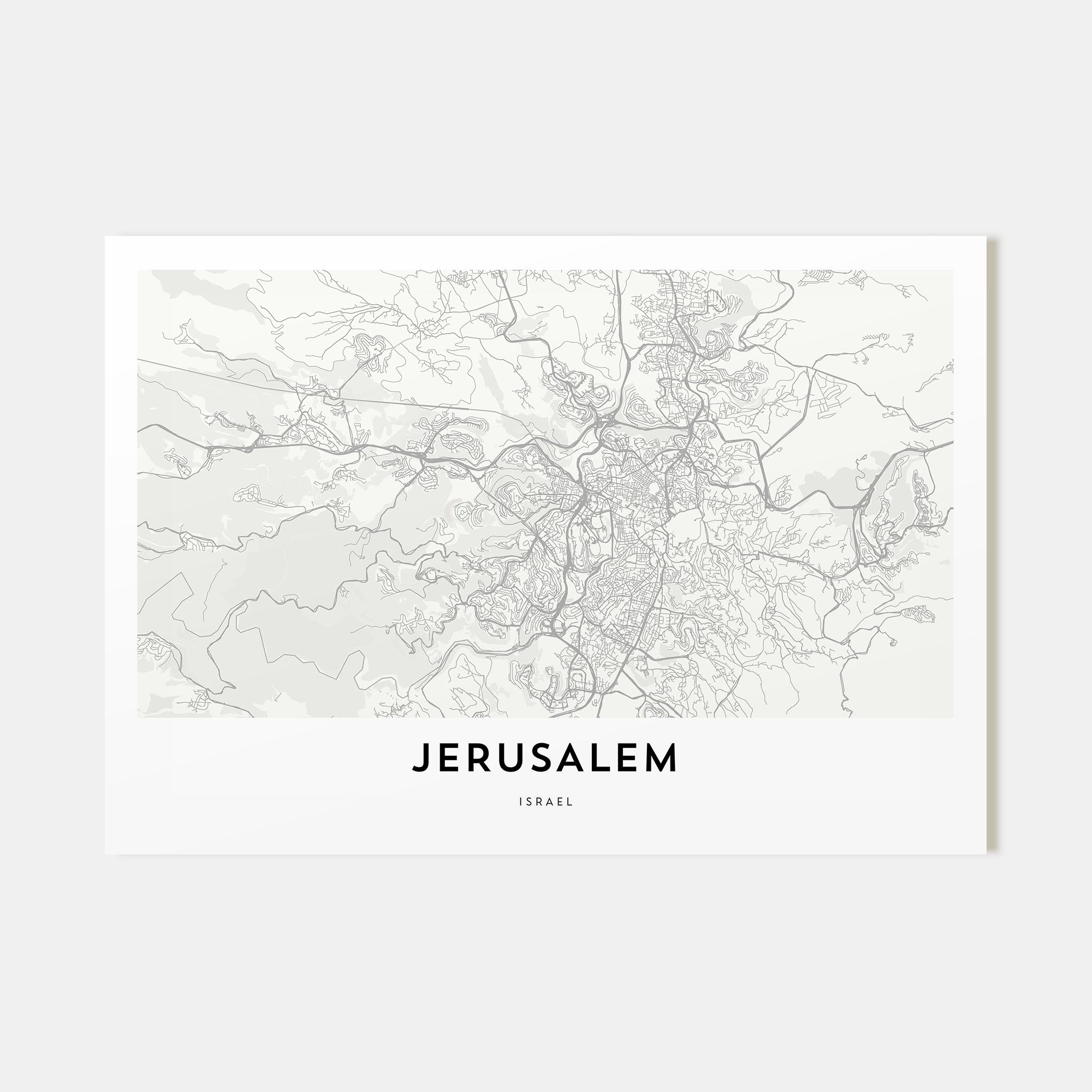 Jerusalem Map Landscape Poster