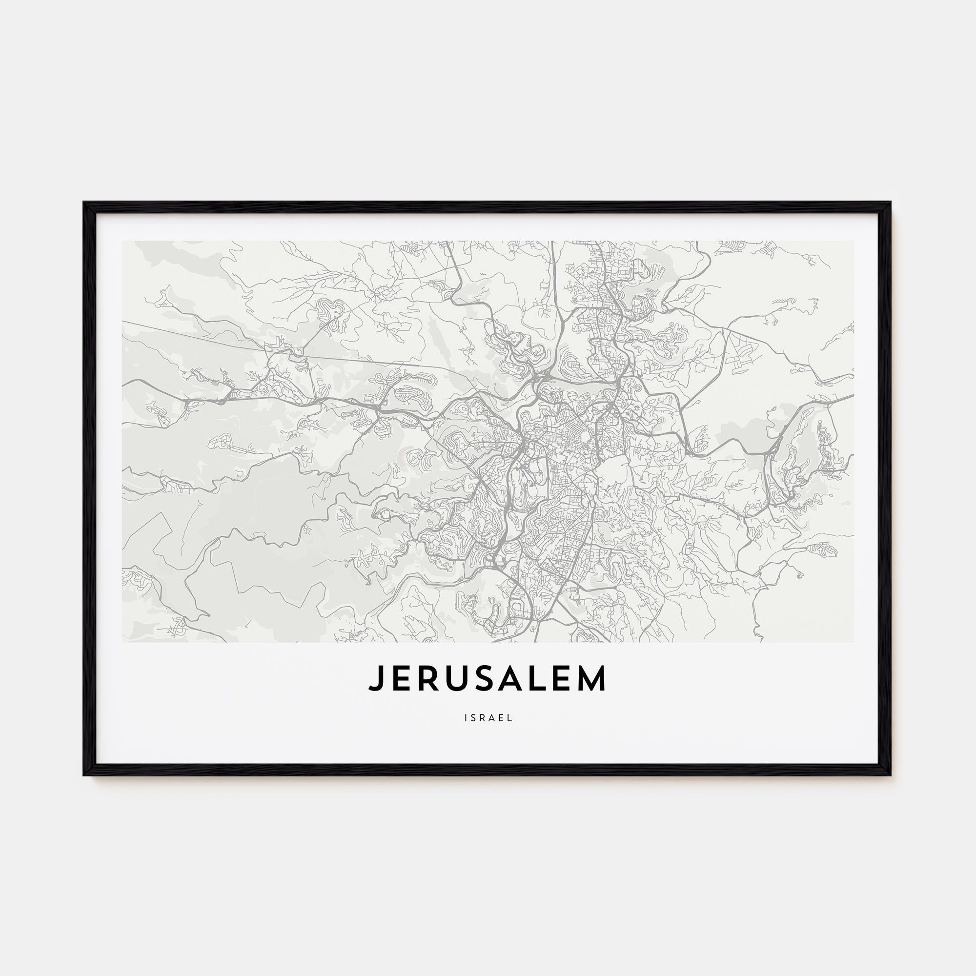 Jerusalem Map Landscape Poster