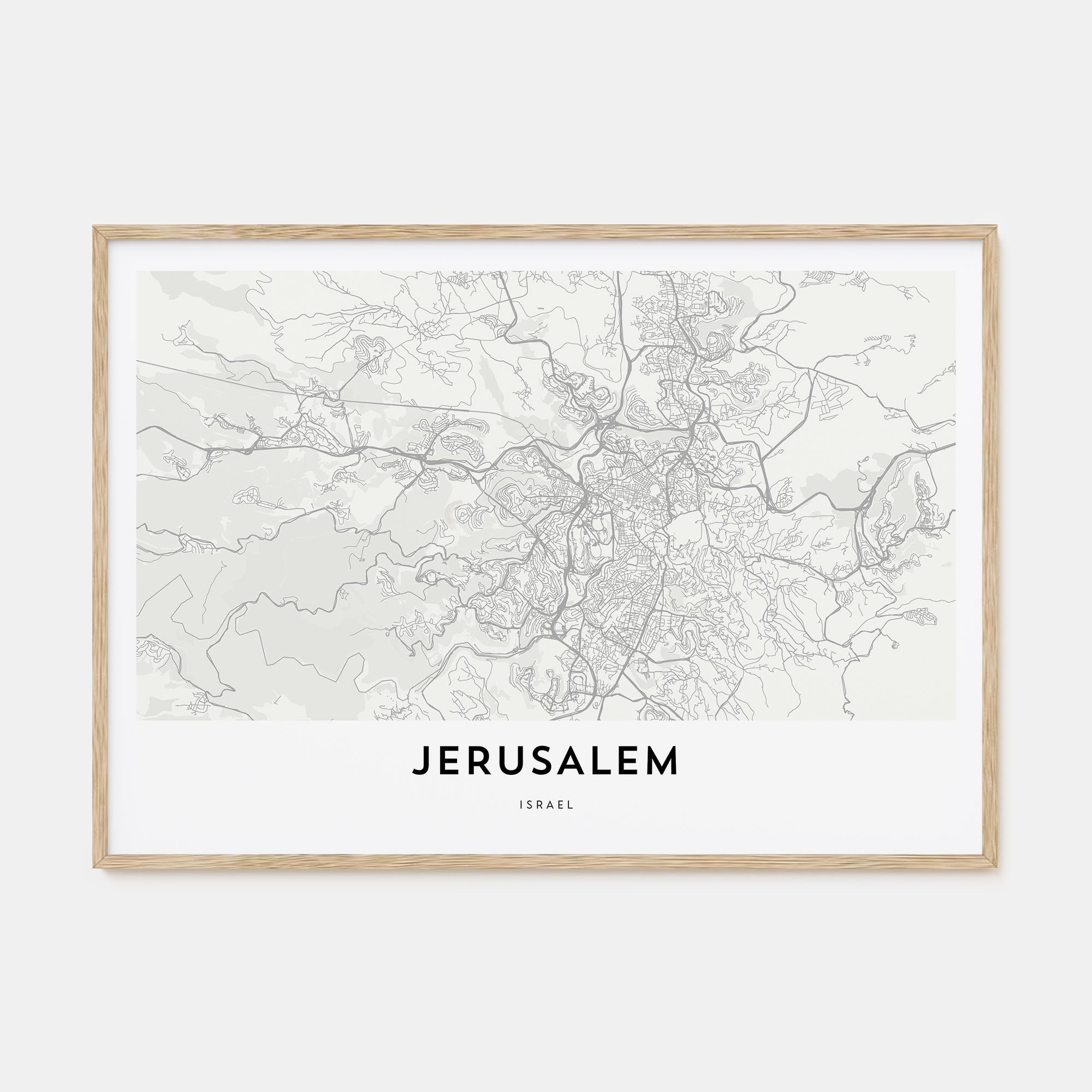 Jerusalem Map Landscape Poster