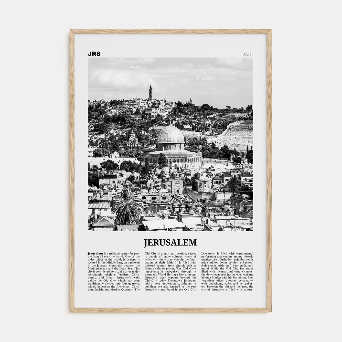 Jerusalem Travel B&W Poster