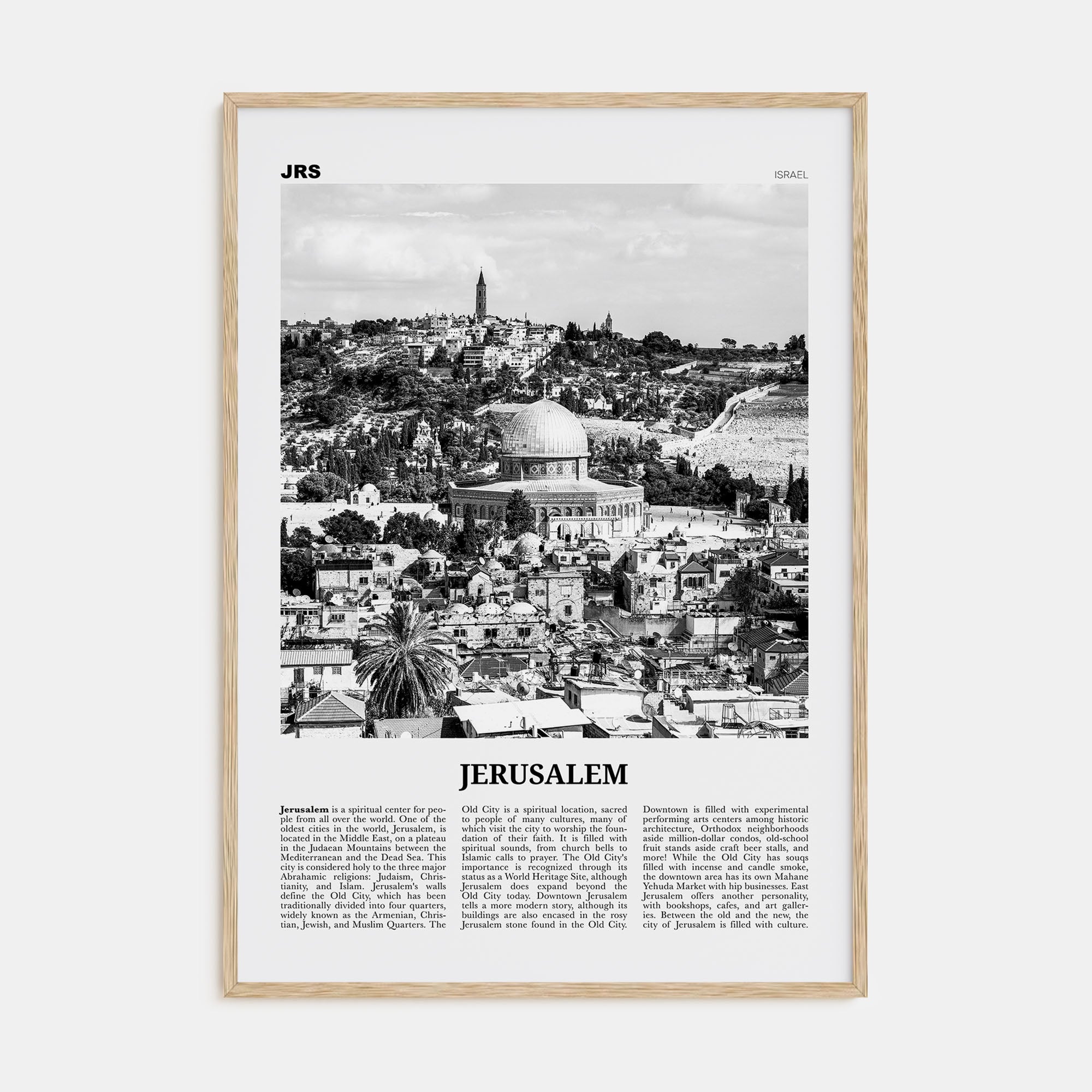 Jerusalem Travel B&W Poster