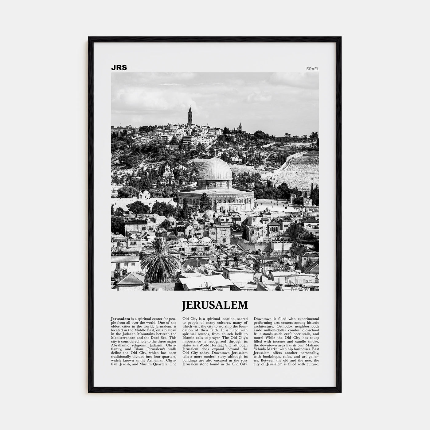 Jerusalem Travel B&W Poster