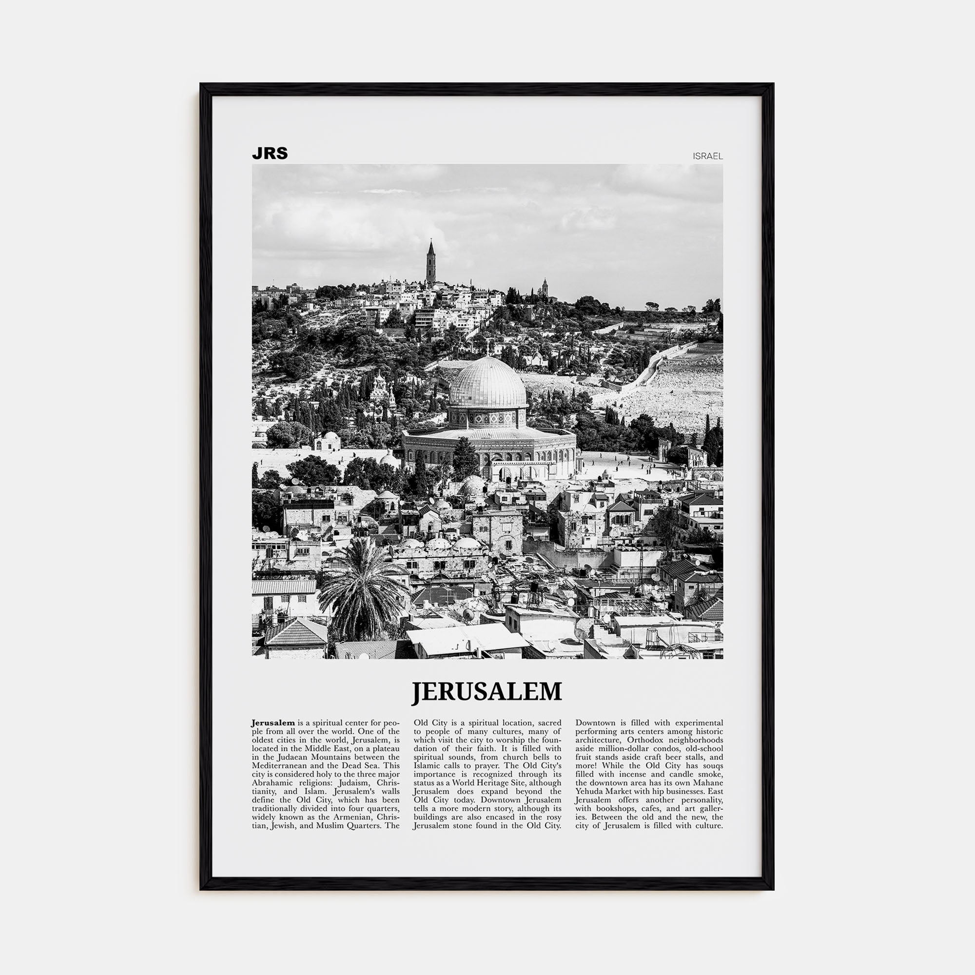Jerusalem Travel B&W Poster