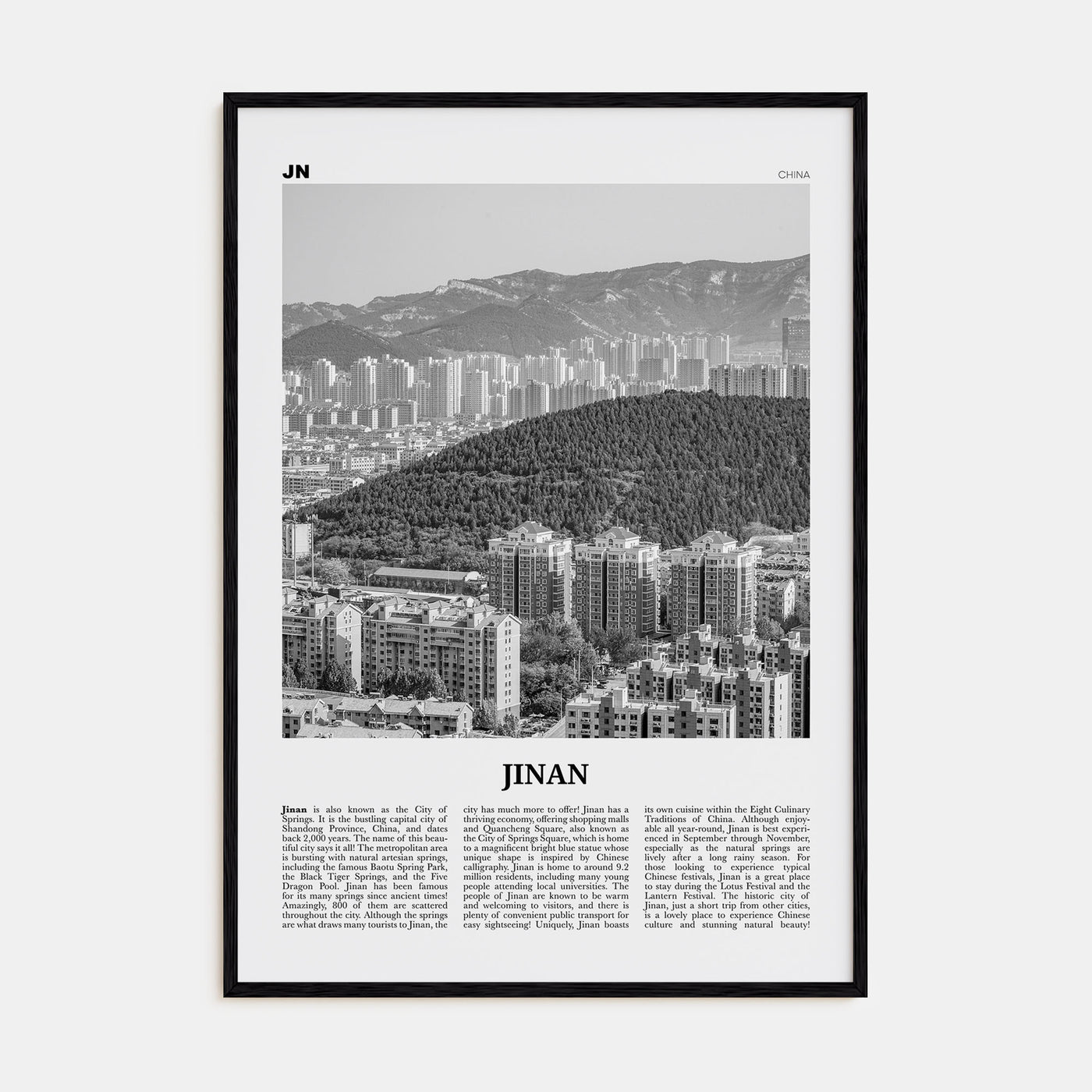 Jinan Travel B&W Poster