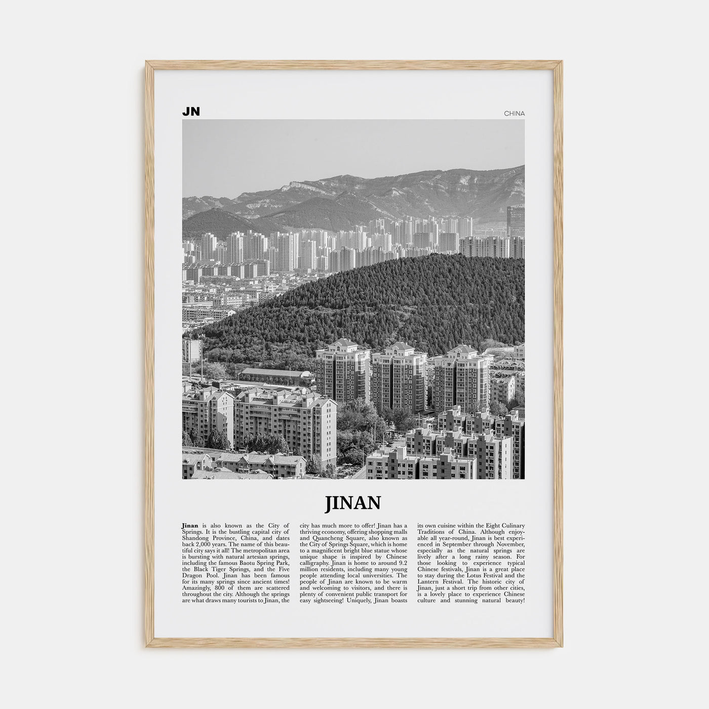 Jinan Travel B&W Poster