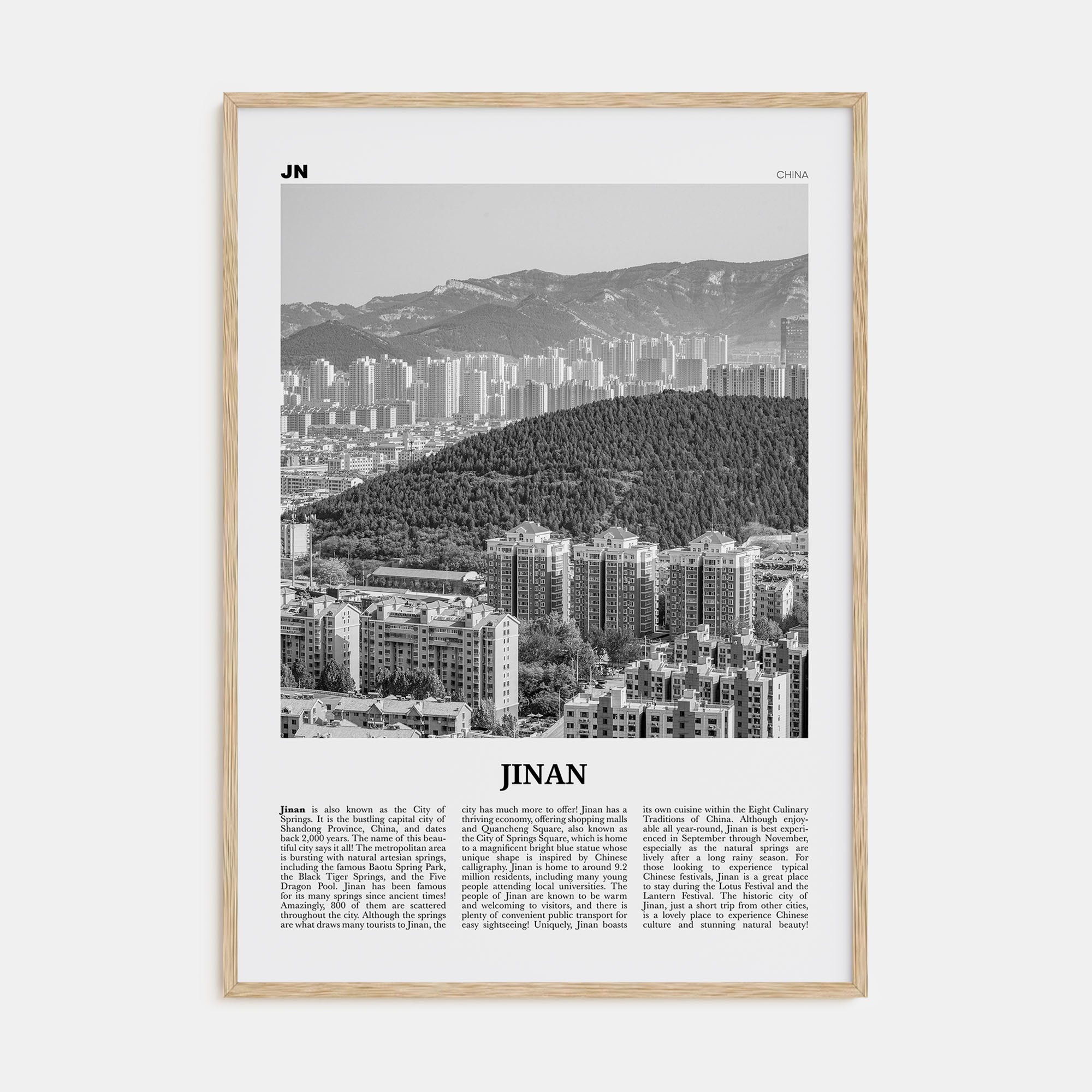 Jinan Travel B&W Poster