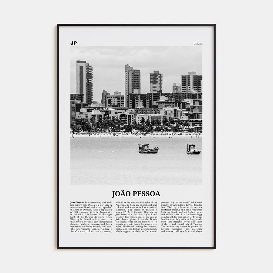 João Pessoa Travel B&W Poster