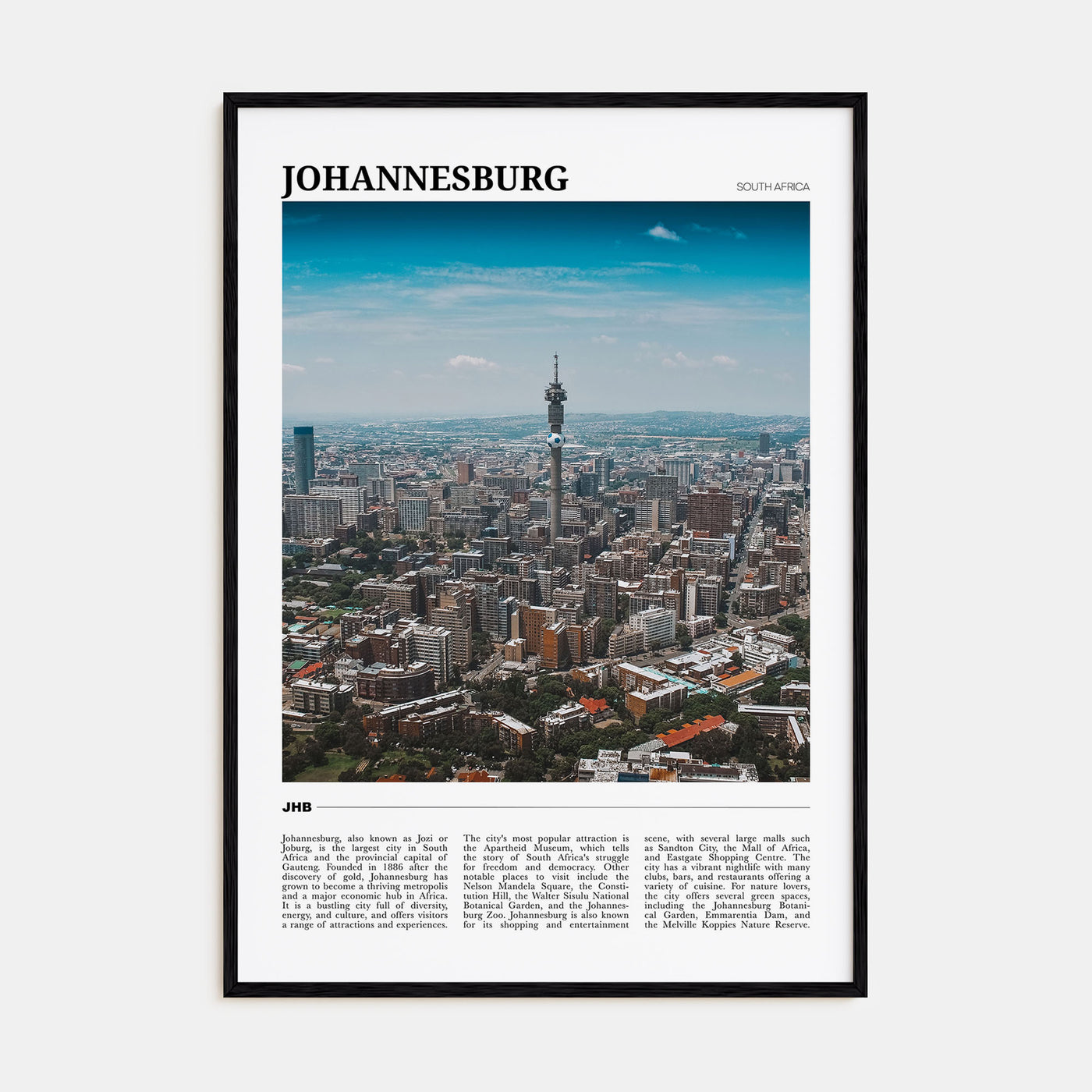 Johannesburg Travel Color Poster