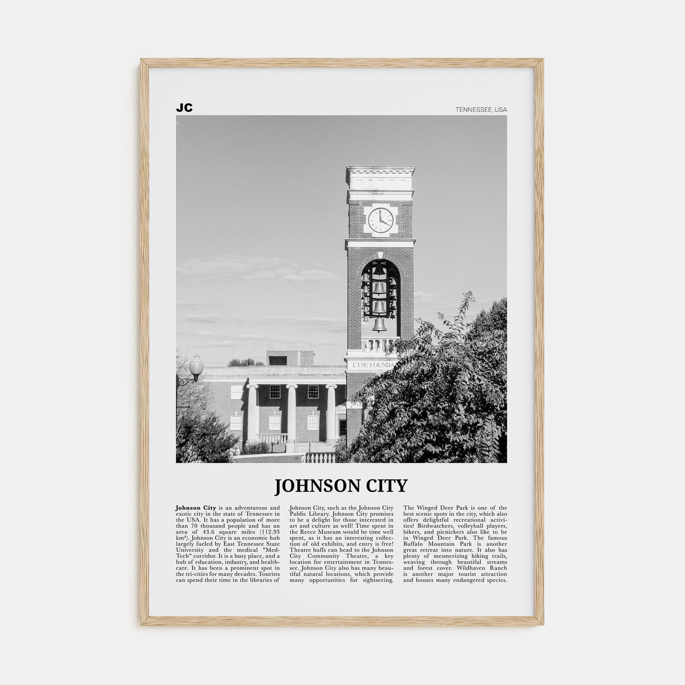 Johnson City Travel B&W Poster