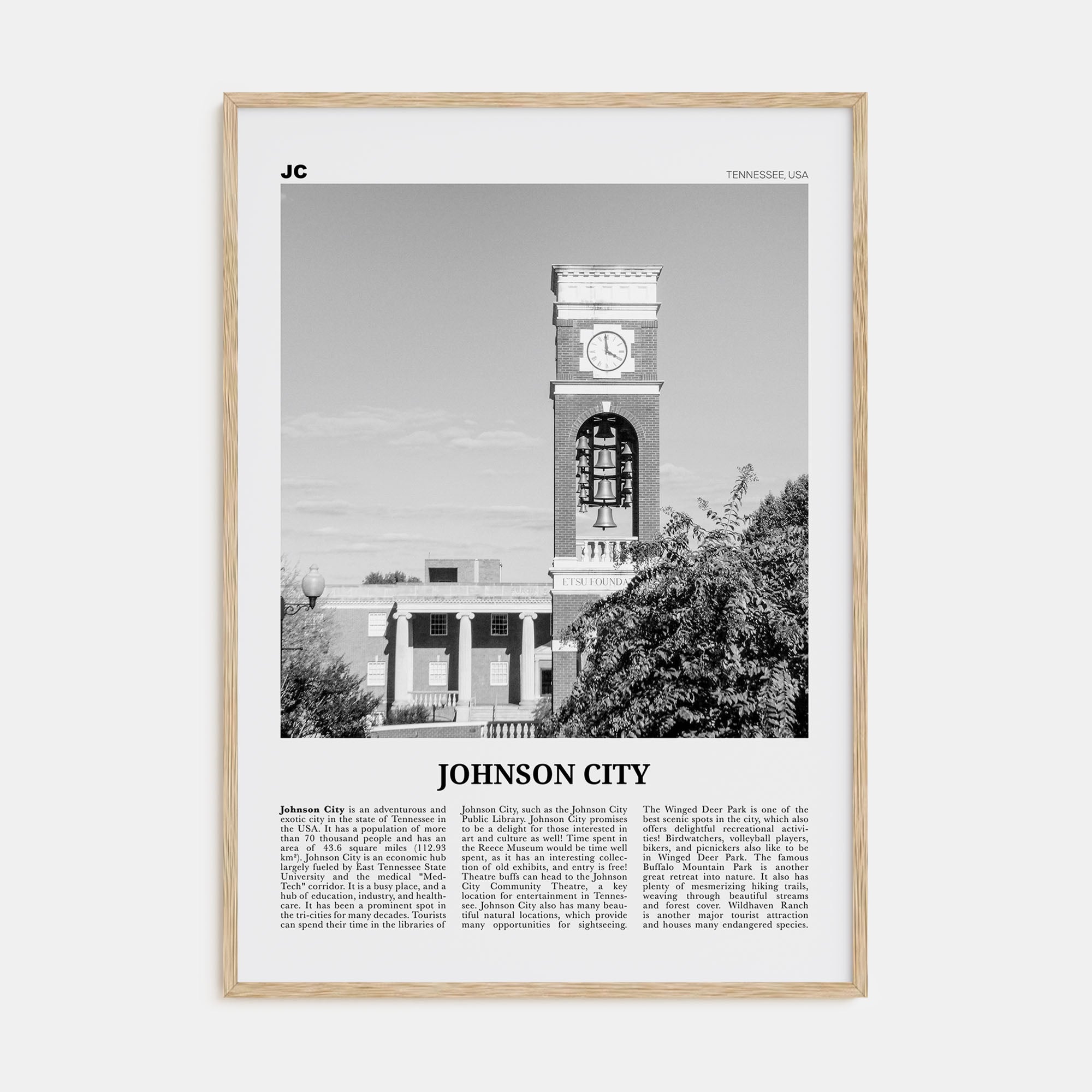 Johnson City Travel B&W Poster