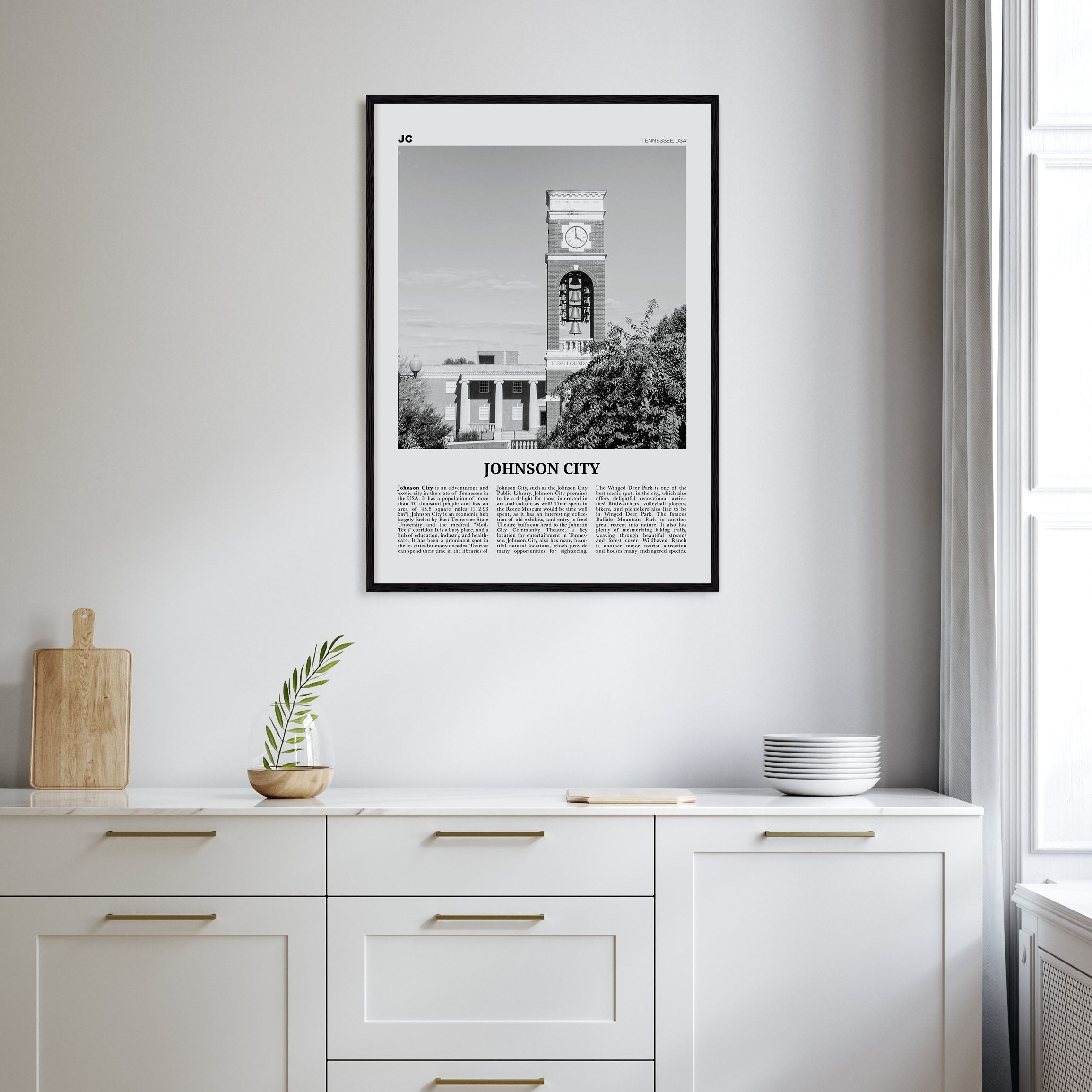 Johnson City Travel B&W Poster