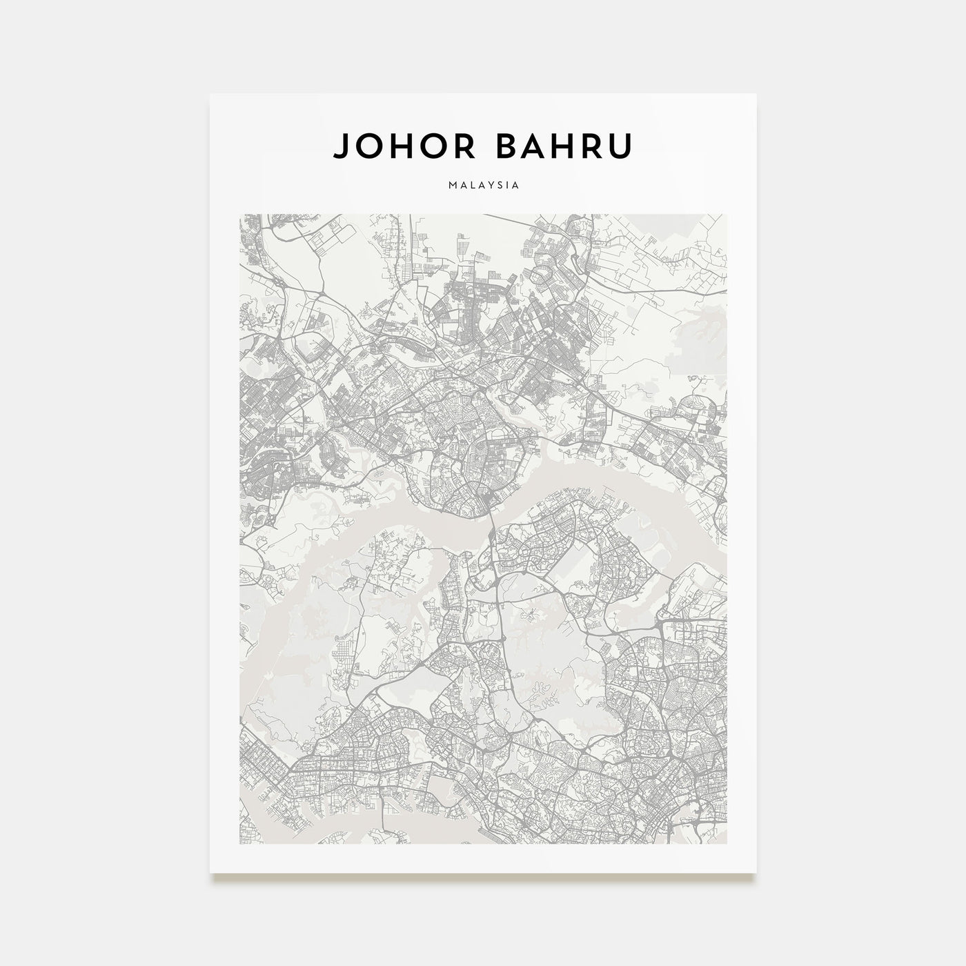 Johor Bahru Map Portrait Poster