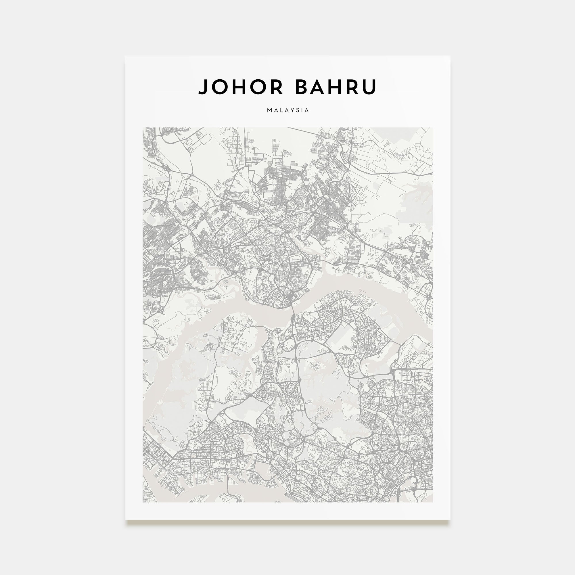 Johor Bahru Map Portrait Poster