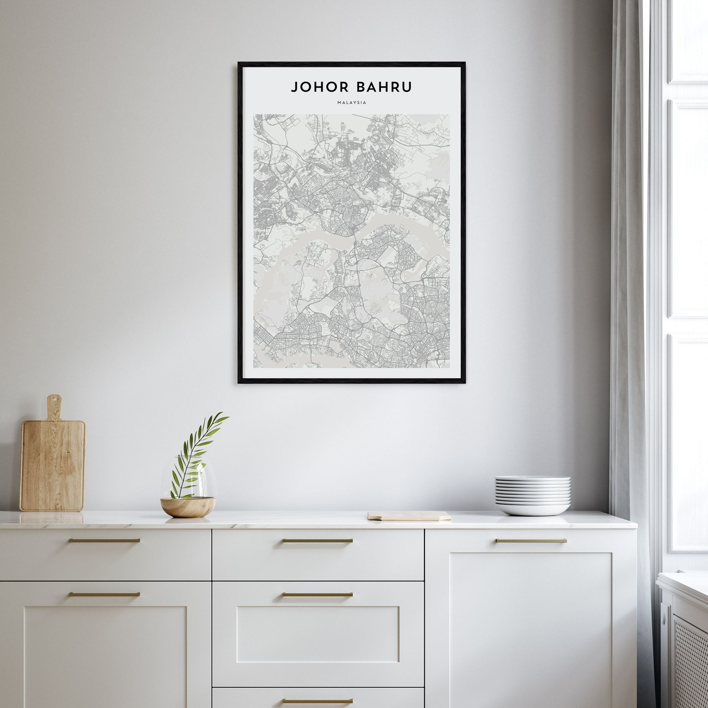 Johor Bahru Map Portrait Poster
