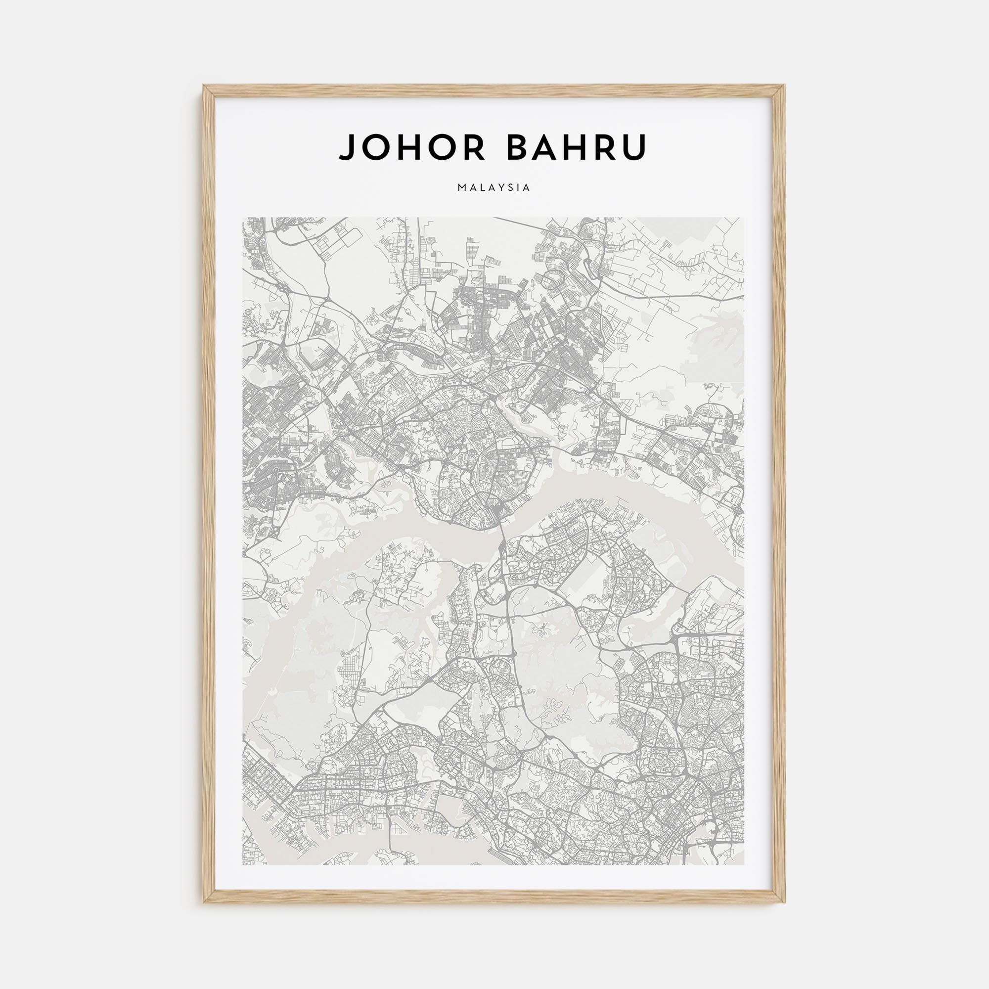 Johor Bahru Map Portrait Poster