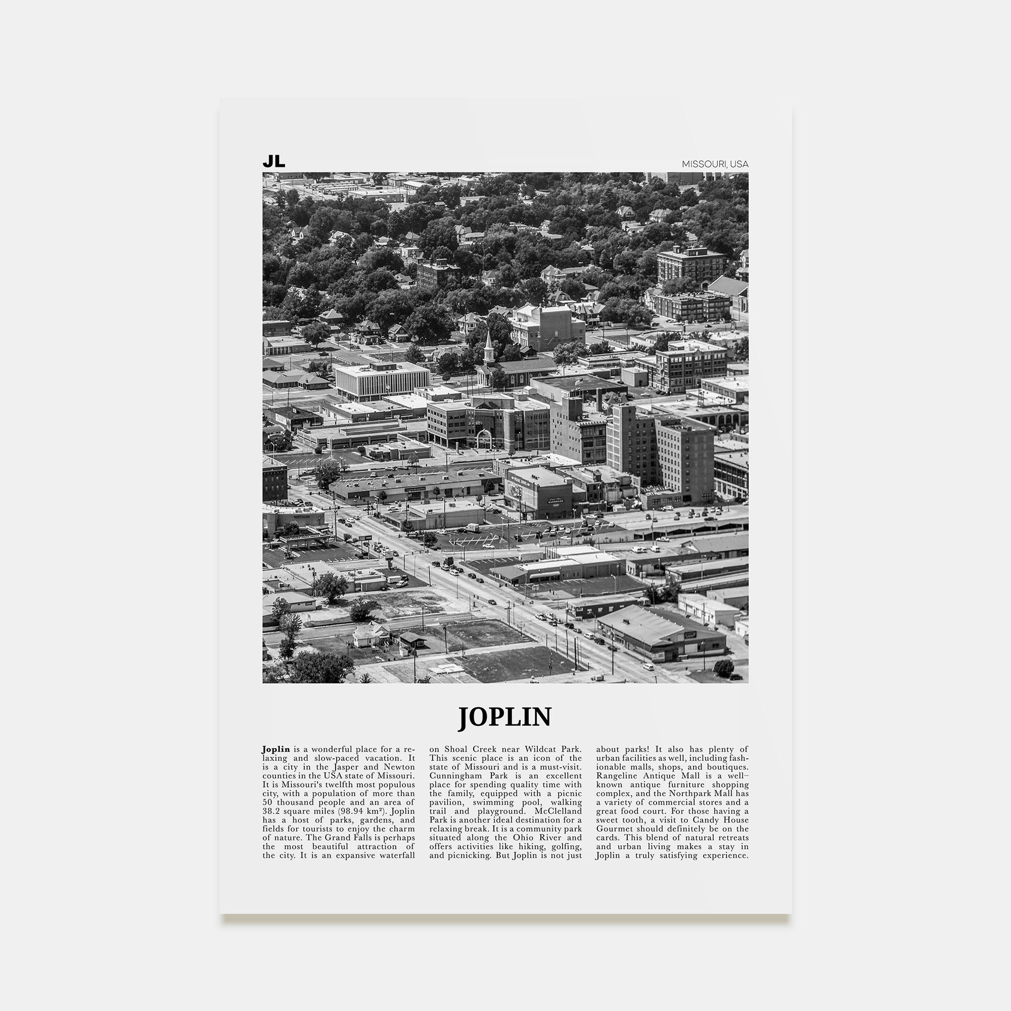 Joplin Travel B&W Poster