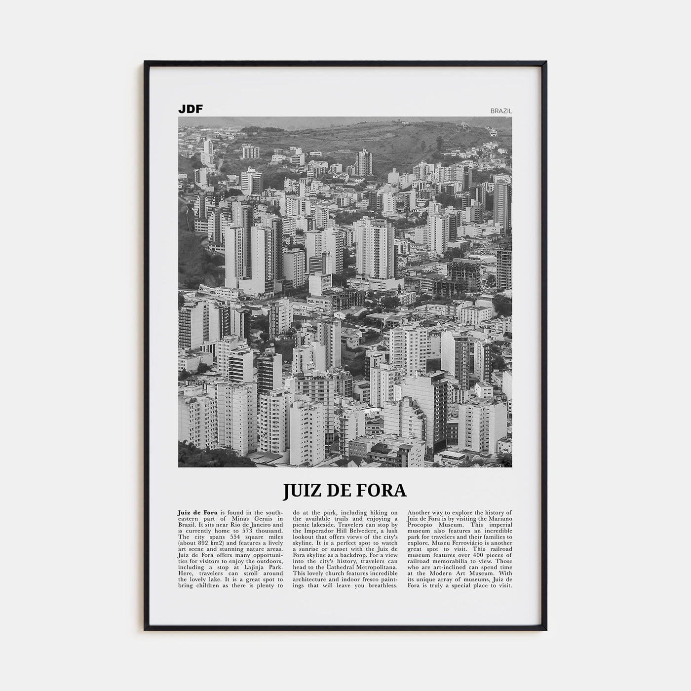 Juiz de Fora Travel B&W Poster
