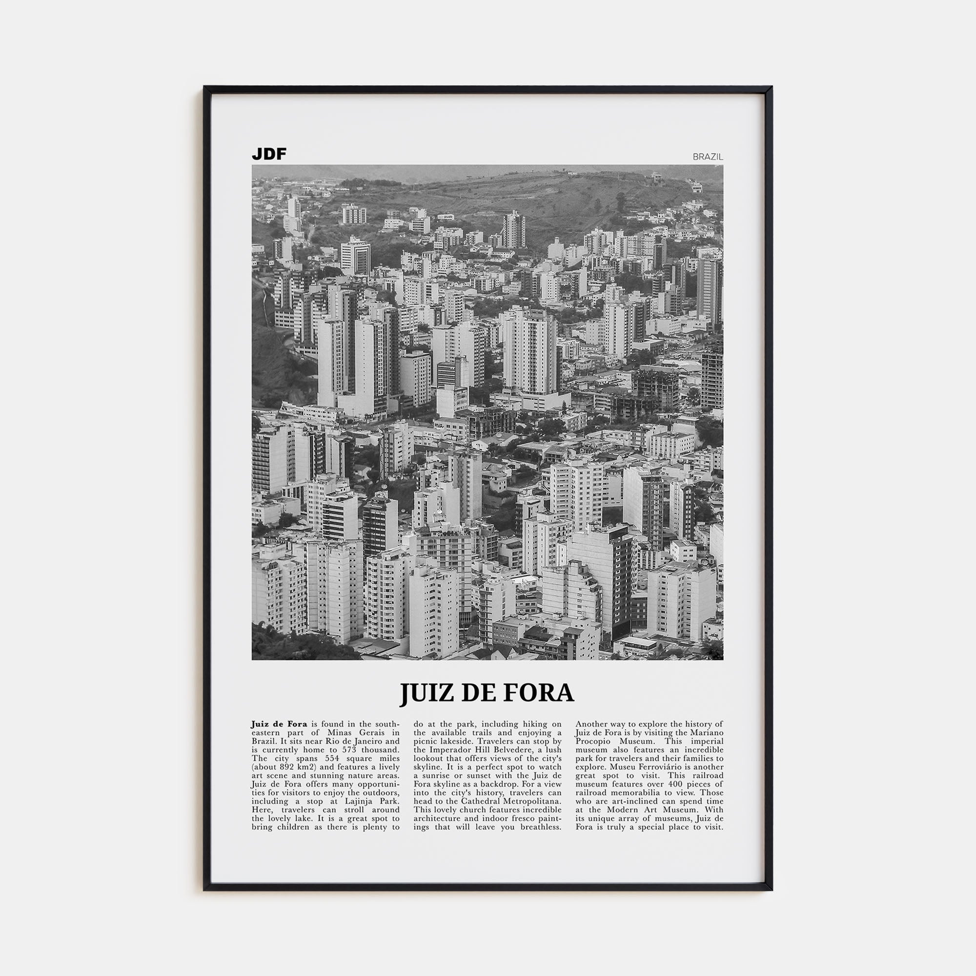 Juiz de Fora Travel B&W Poster