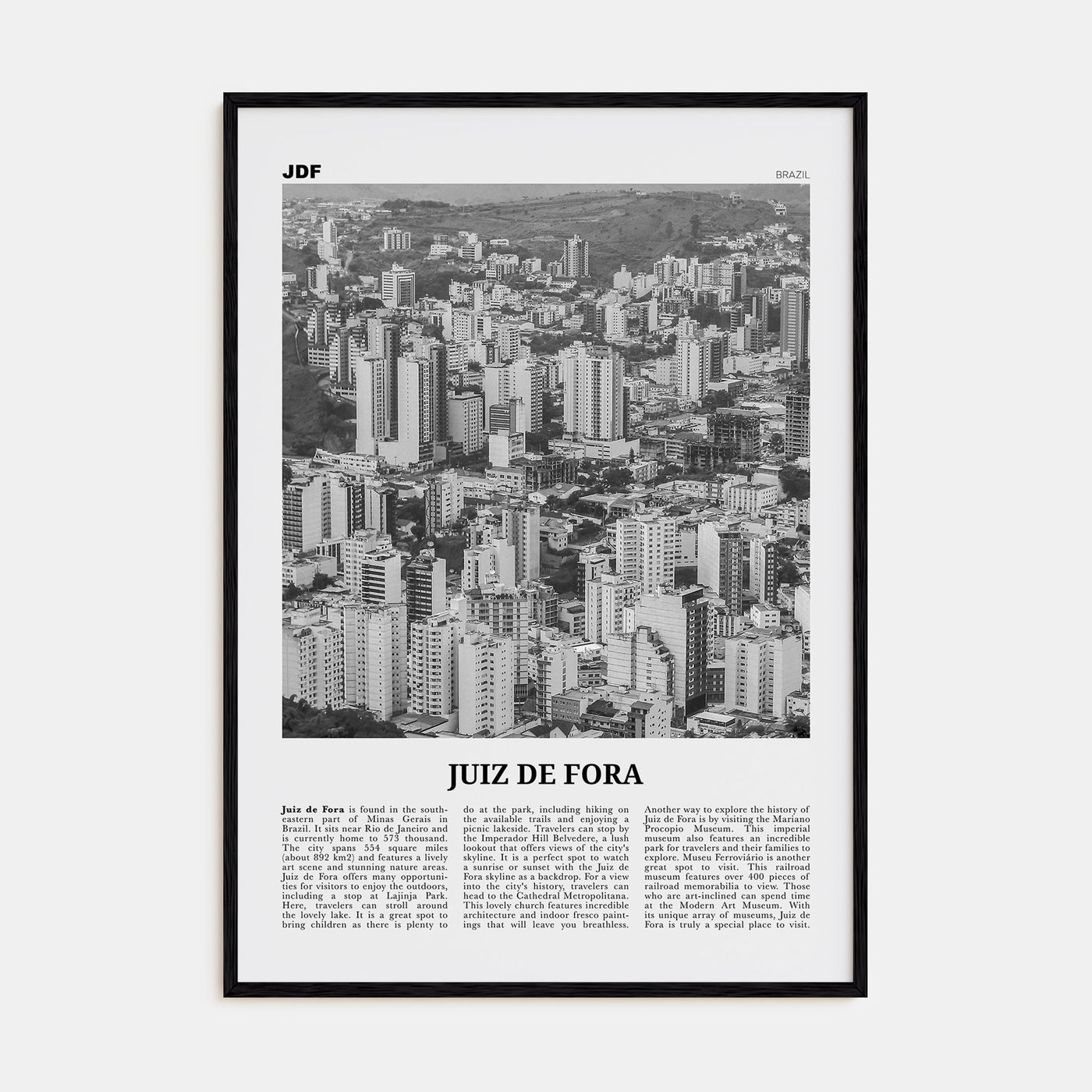 Juiz de Fora Travel B&W Poster