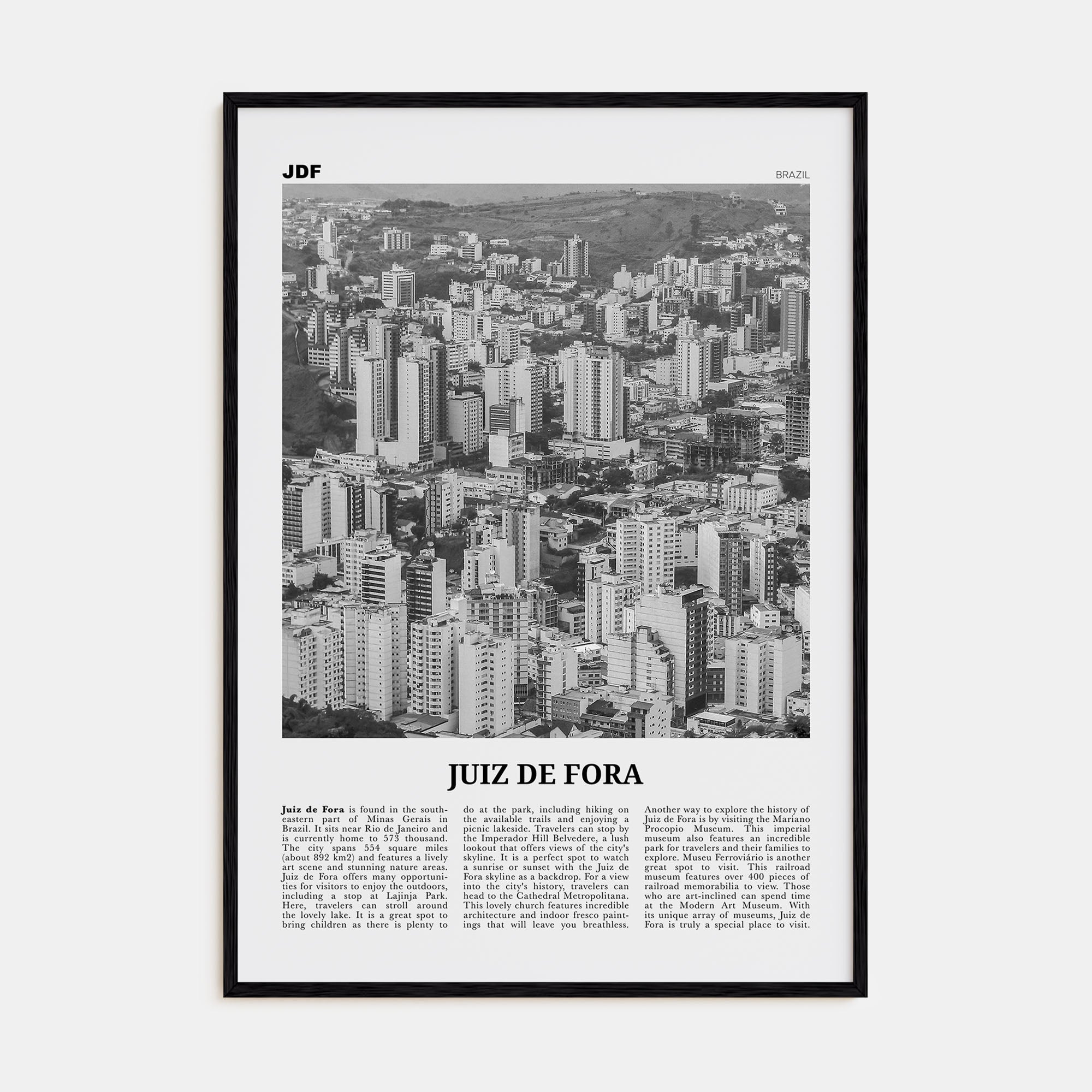 Juiz de Fora Travel B&W Poster