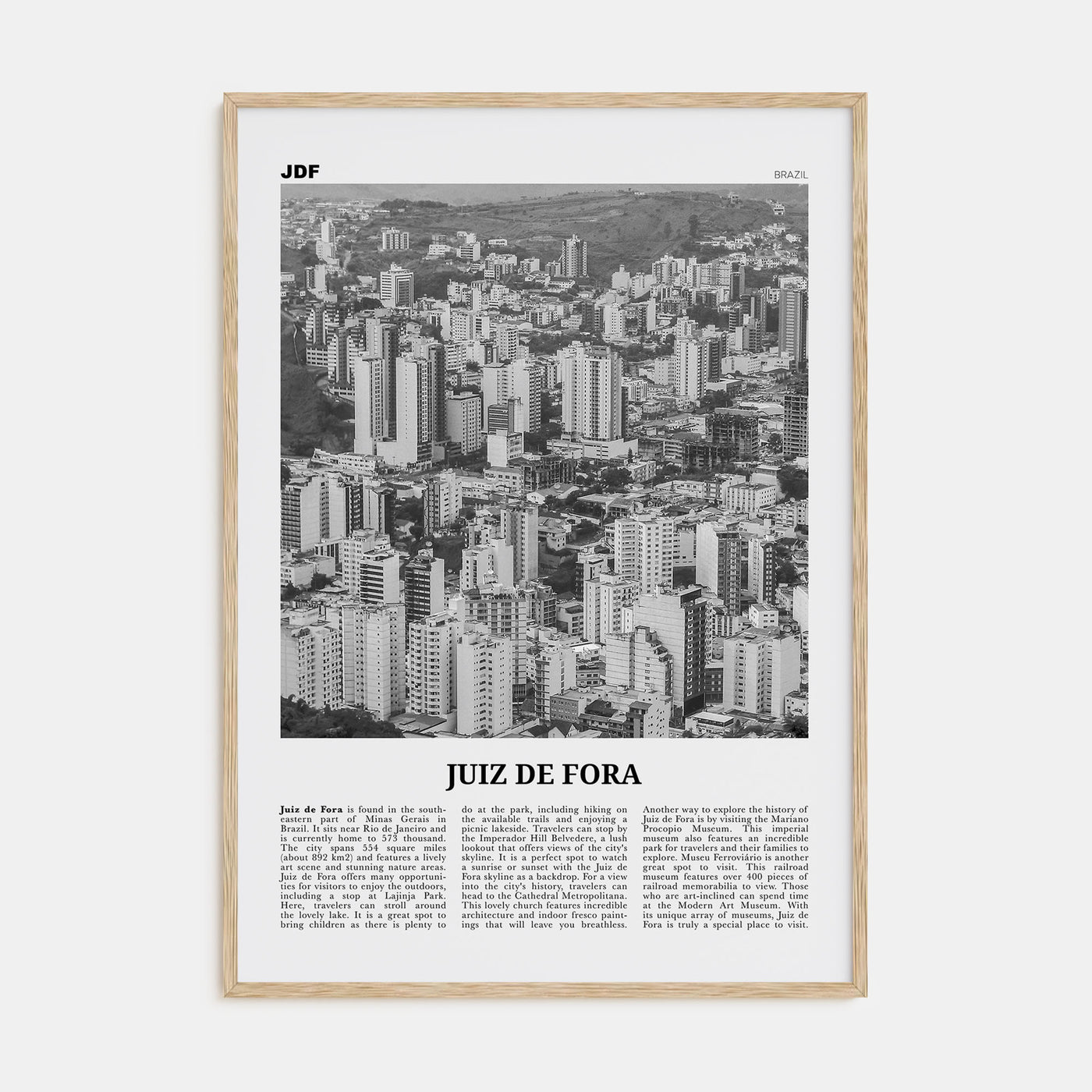 Juiz de Fora Travel B&W Poster