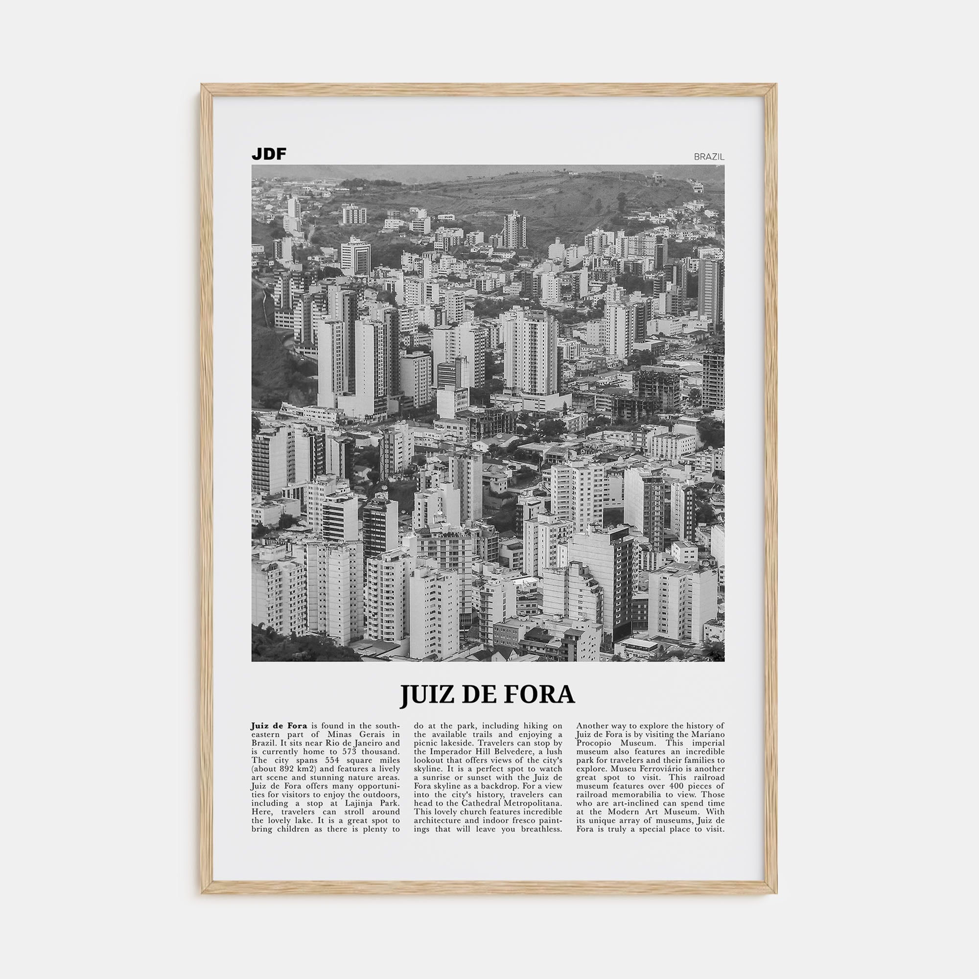 Juiz de Fora Travel B&W Poster
