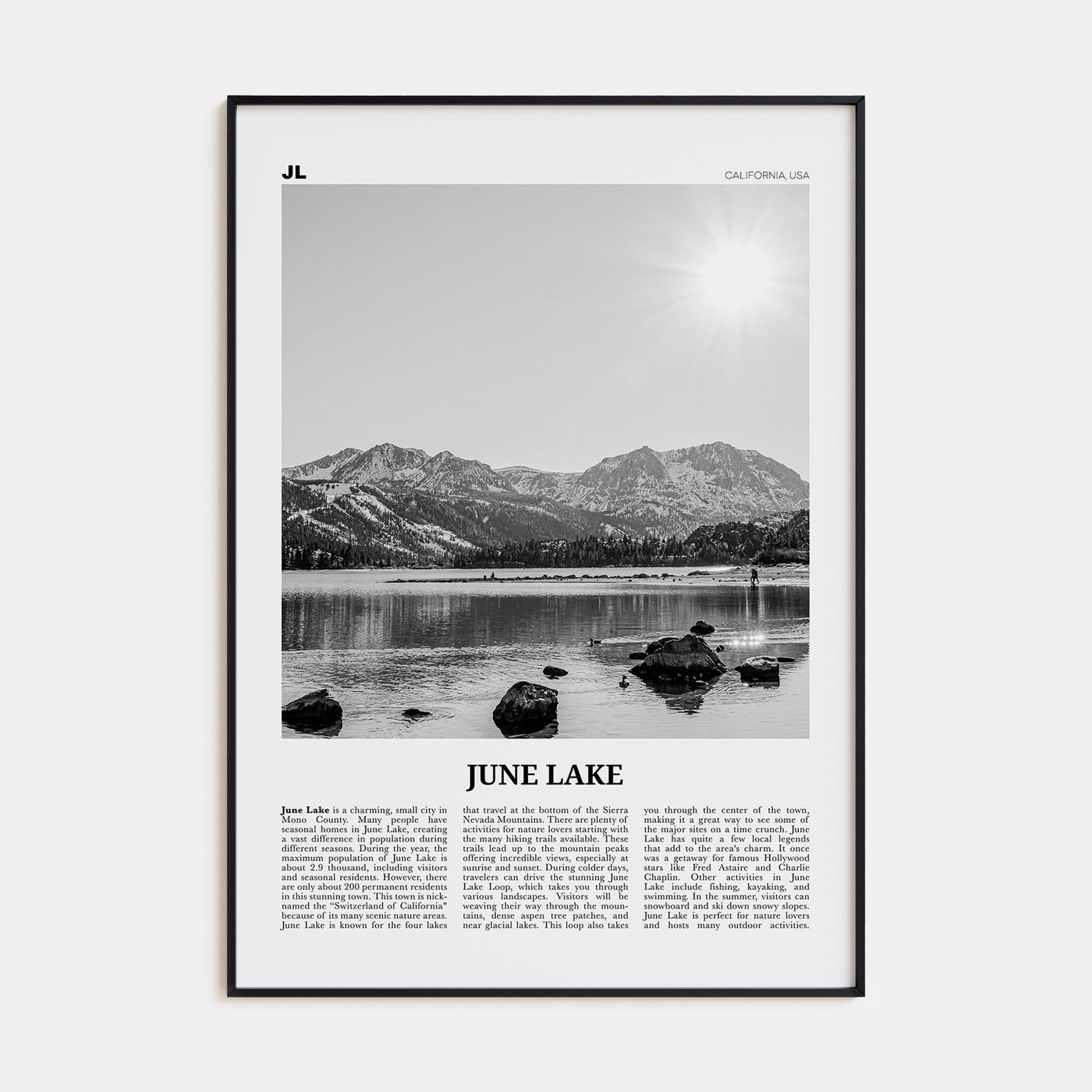 June Lake Travel B&W Poster