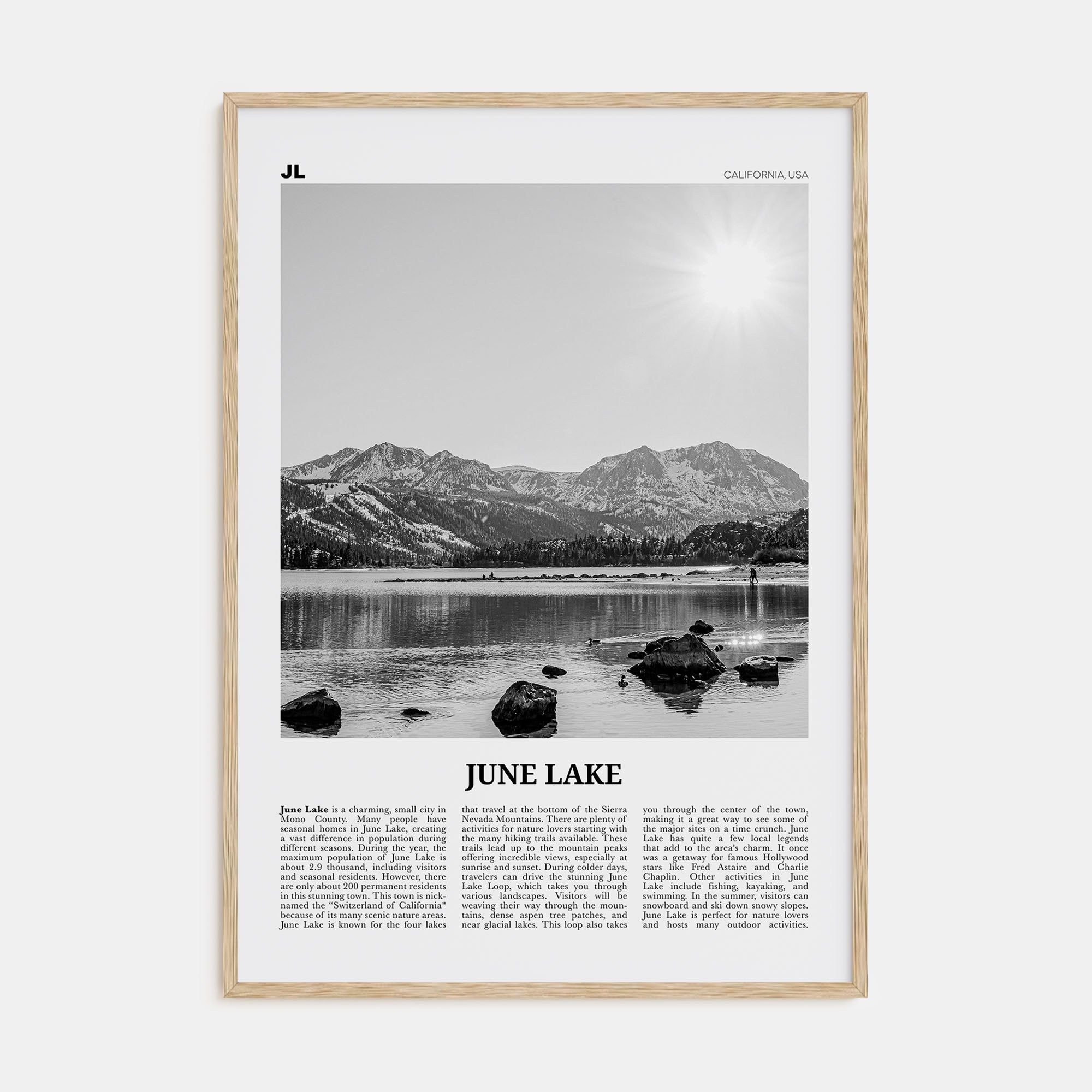 June Lake Travel B&W Poster