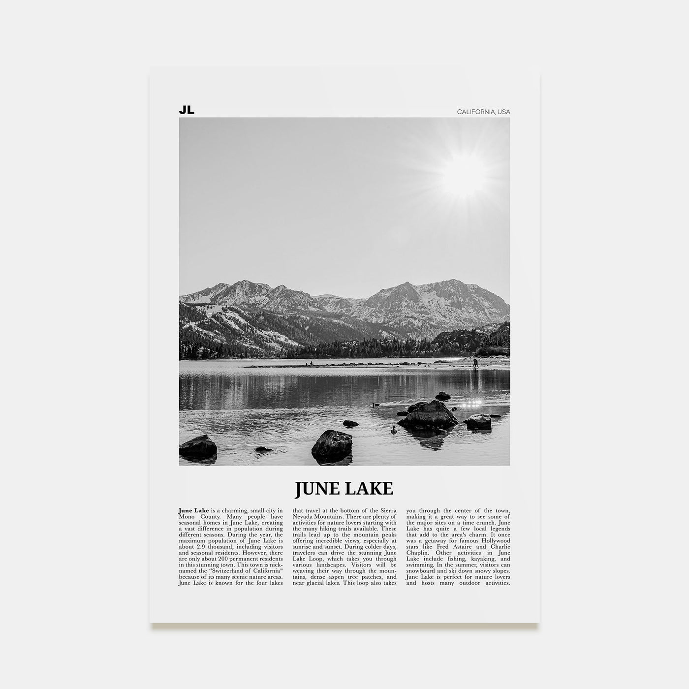 June Lake Travel B&W Poster
