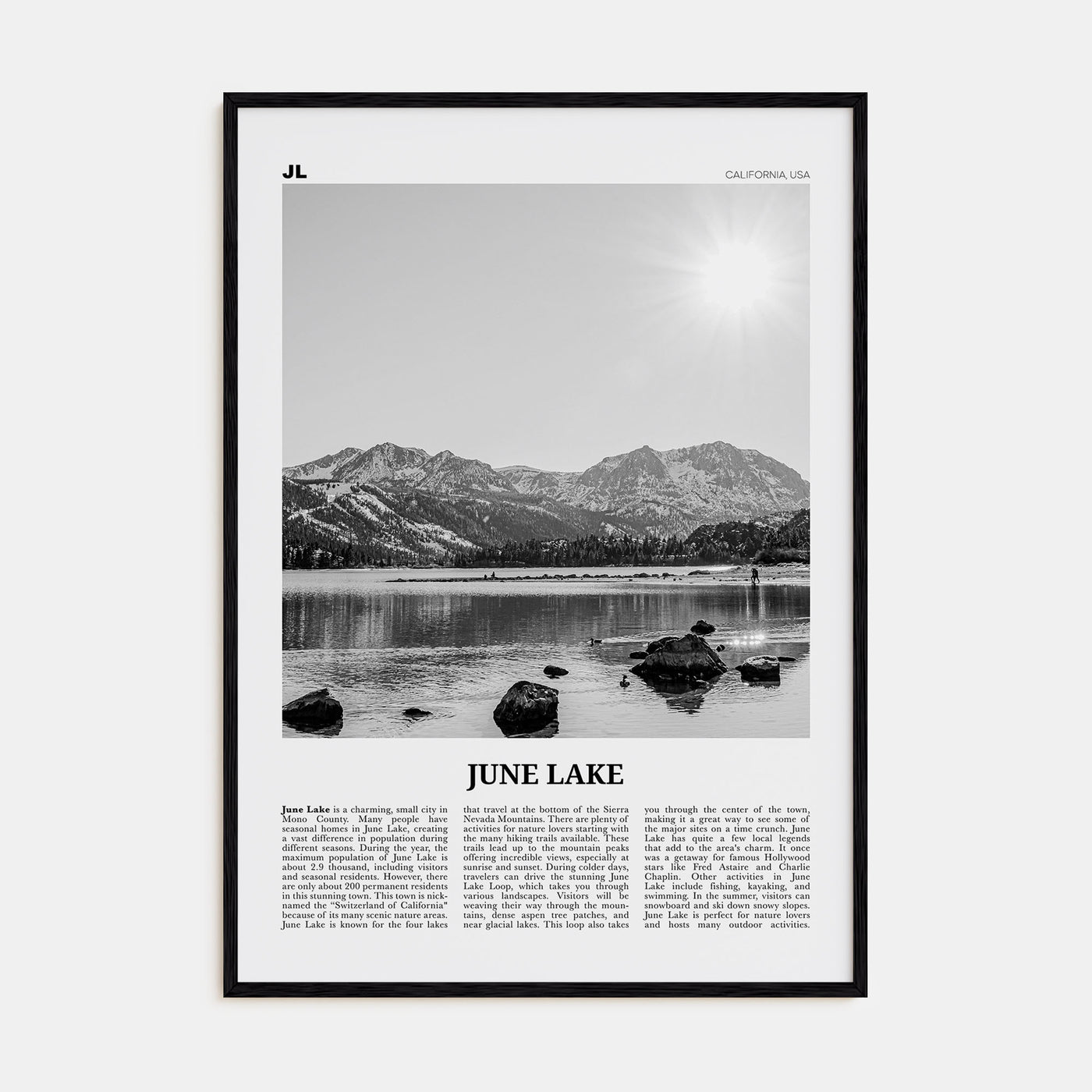 June Lake Travel B&W Poster