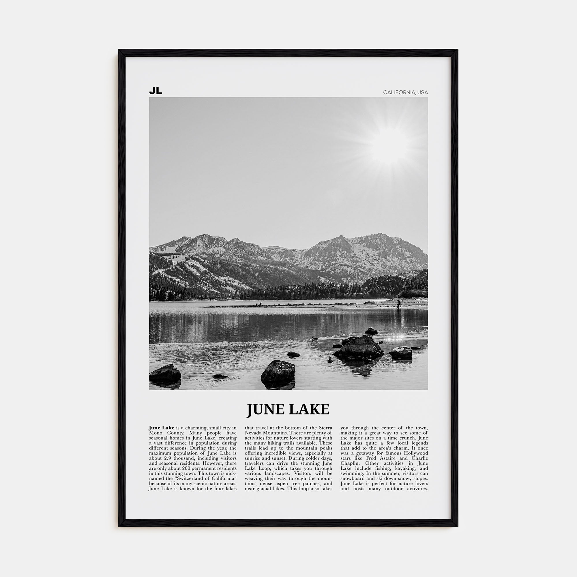 June Lake Travel B&W Poster