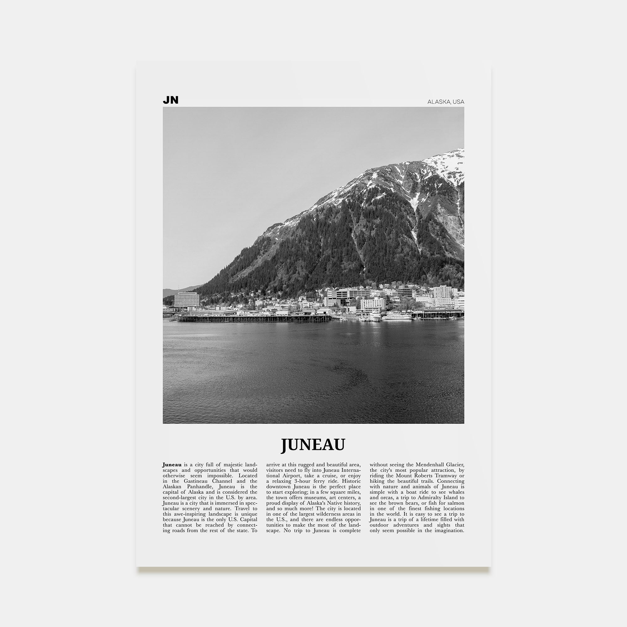 Juneau Travel B&W No 1 Poster