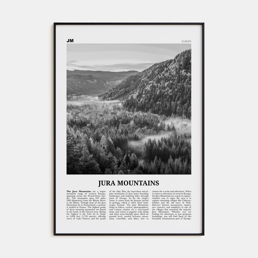 Jura Mountains Travel B&W Poster