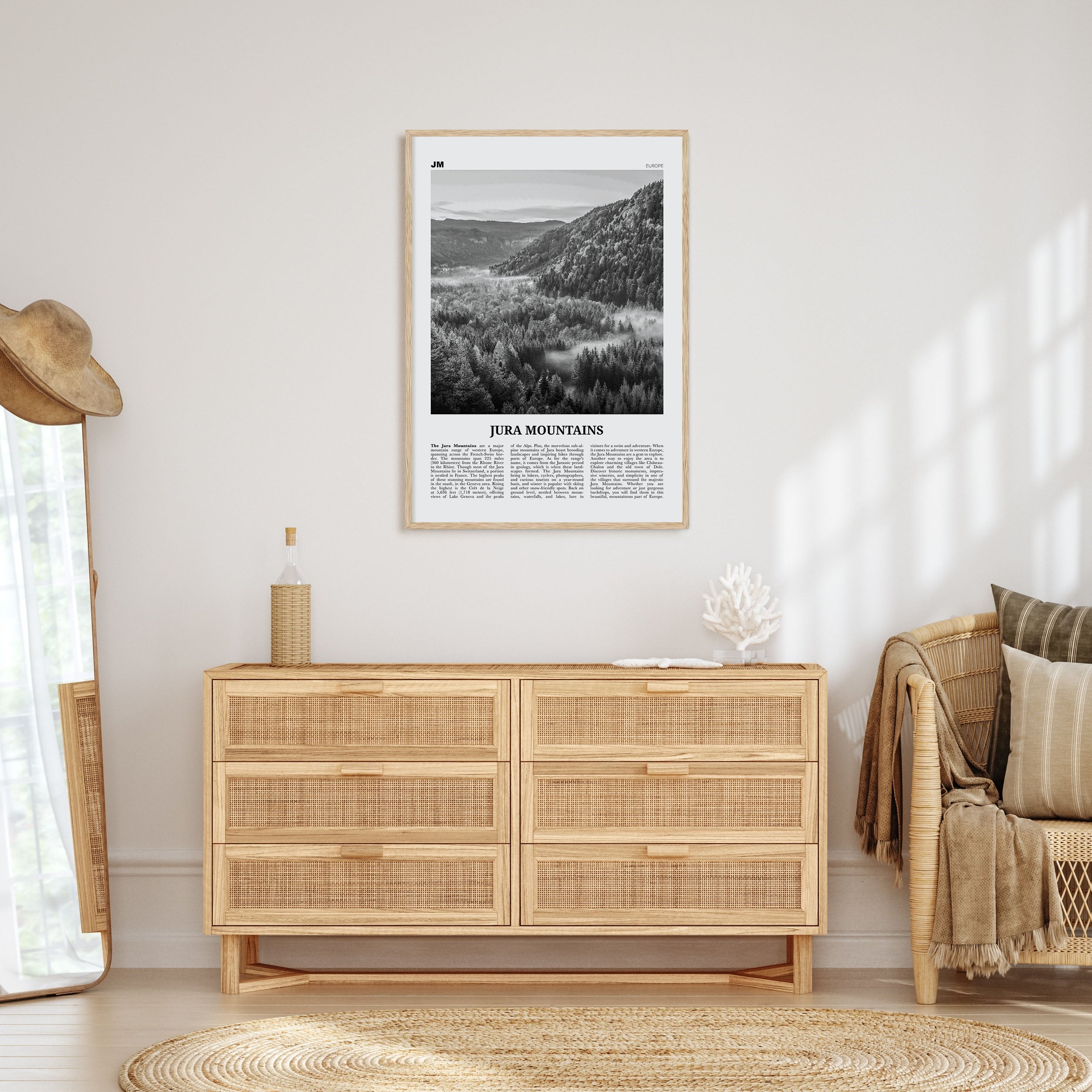 Jura Mountains Travel B&W Poster