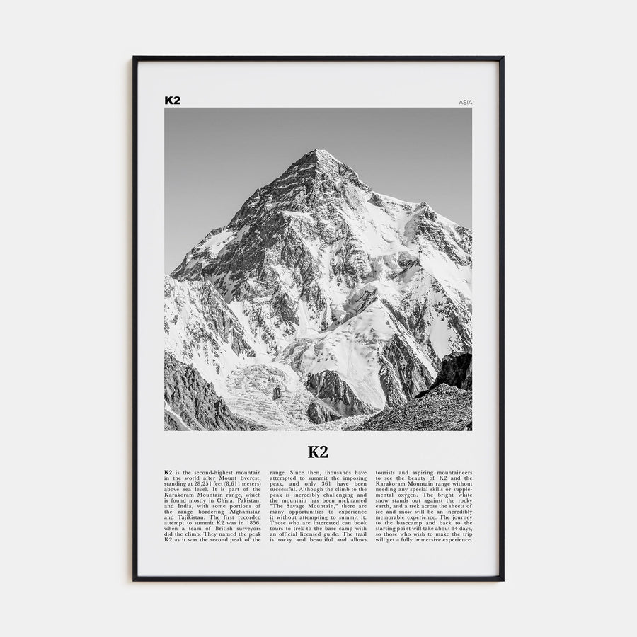 K2 Travel B&W Poster
