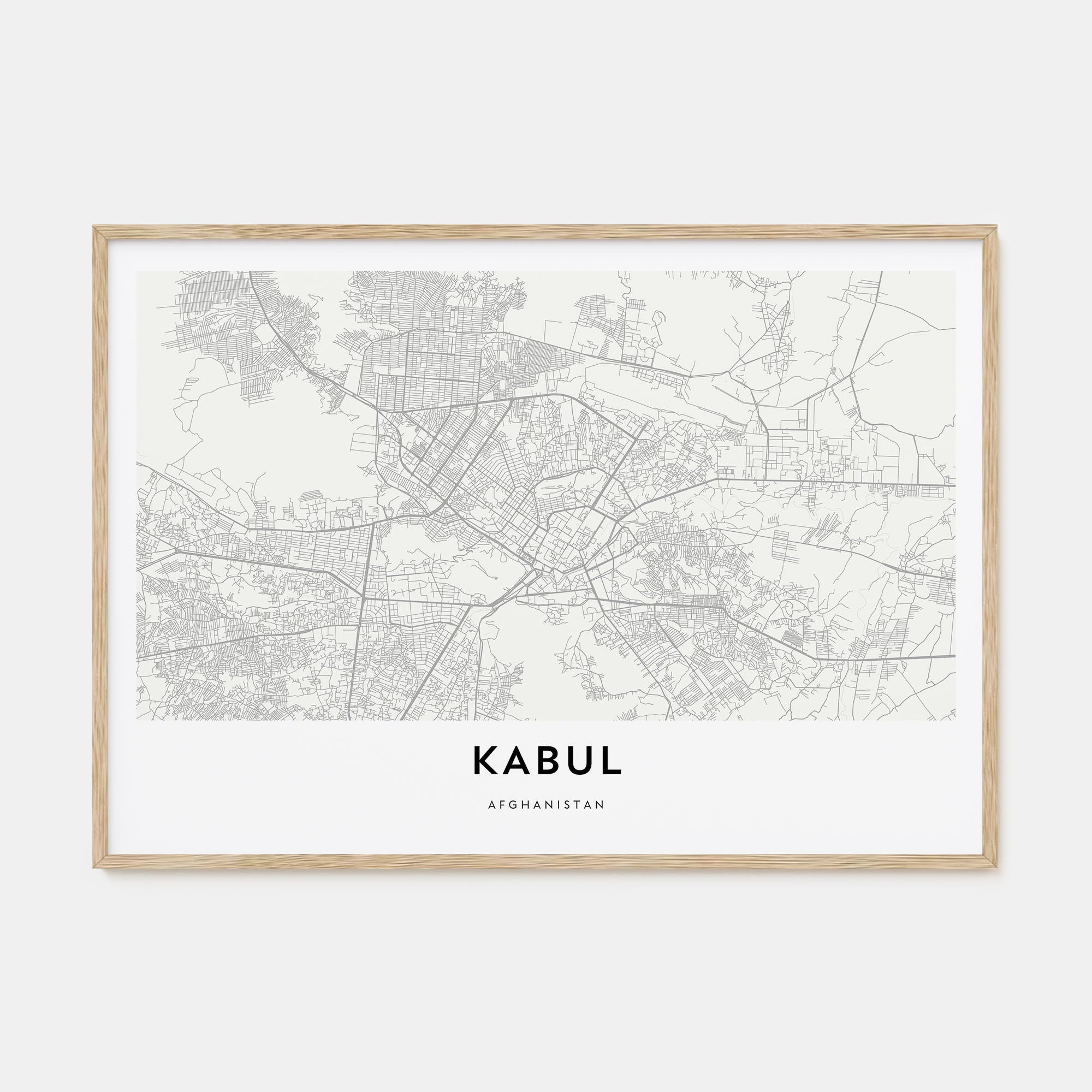 Kabul Map Landscape Poster