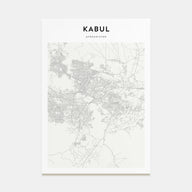Kabul Map Portrait Poster